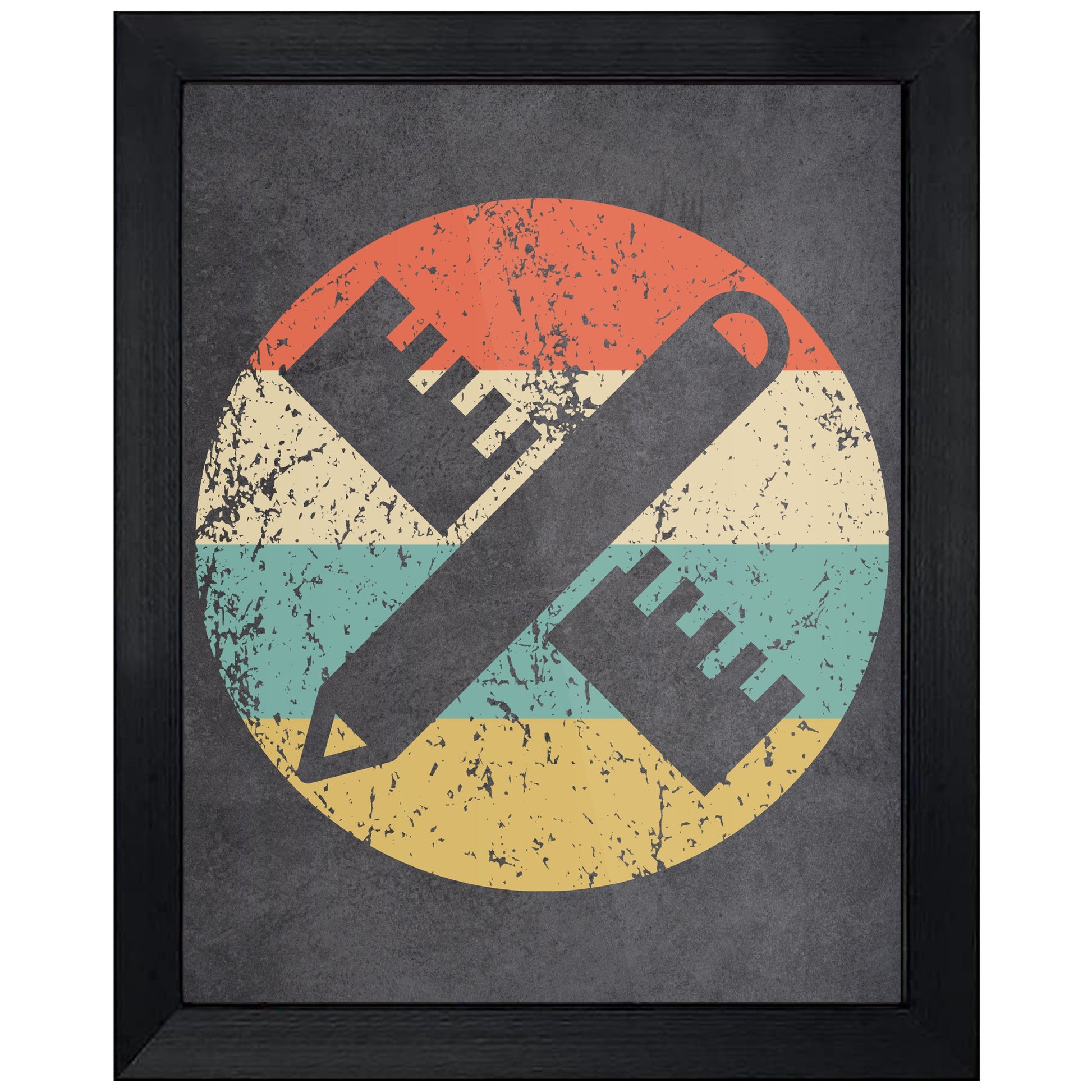 Ruler Pencil Teacher Icon Retro 8"x10" Wall Art Print