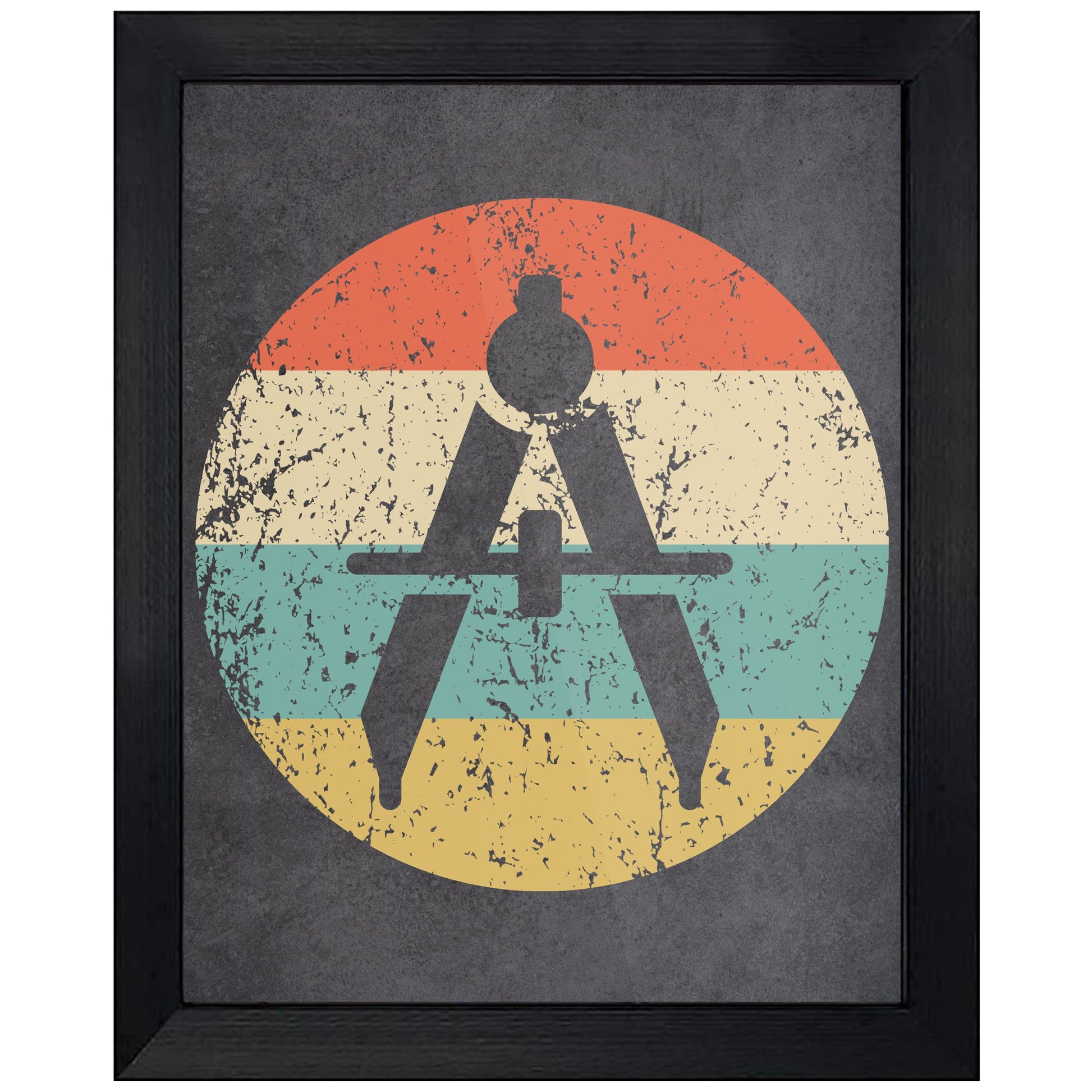Compass Architect Engineer Icon Retro 8"x10" Wall Art Print