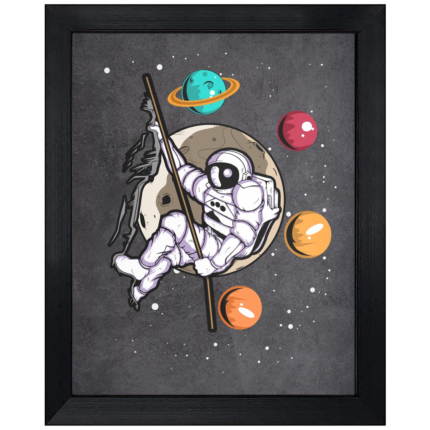 Rock Climbing Astronaut Outer Space Spaceman Distressed 8"x10" Wall Art Print