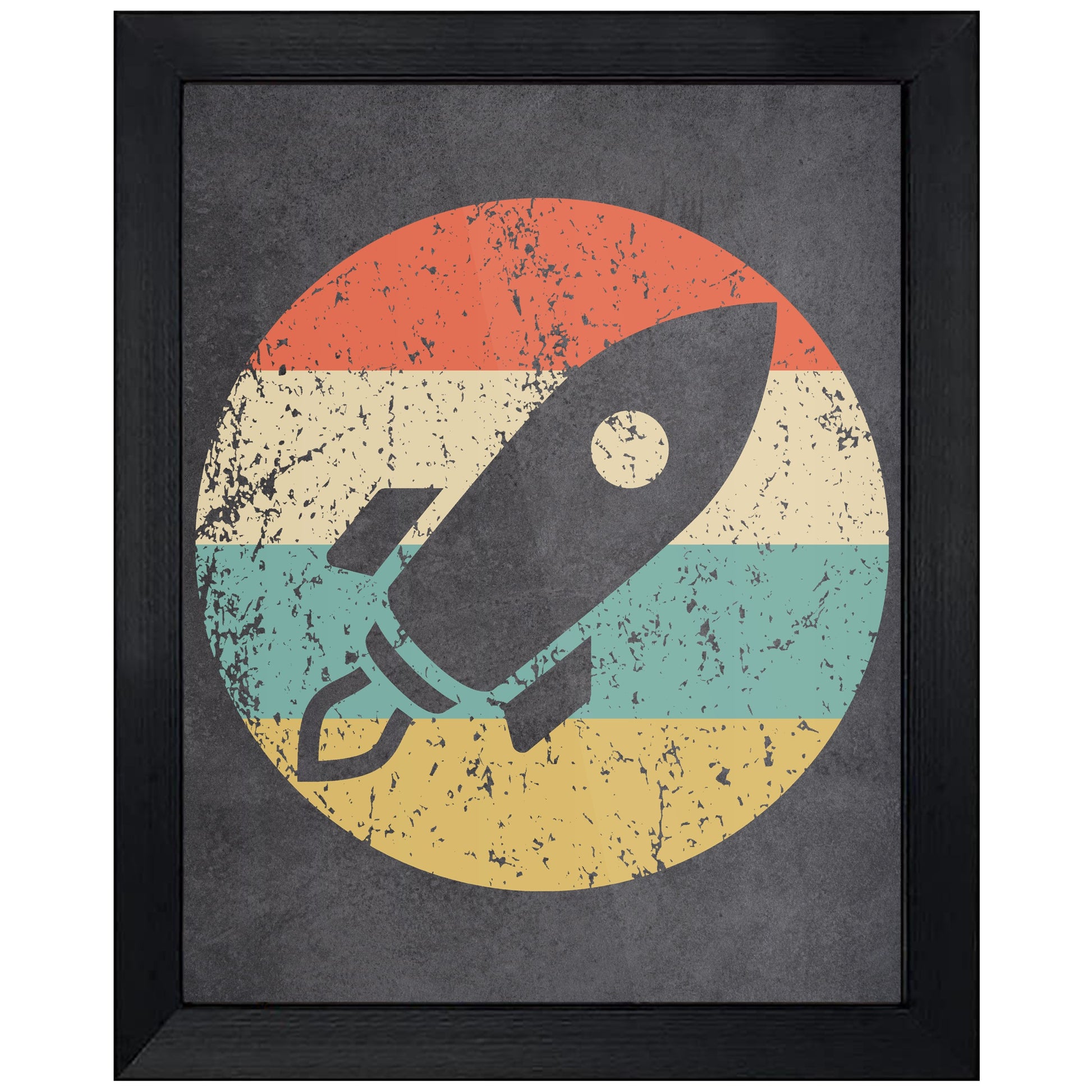Space Ship Astronaut Icon Retro 8"x10" Wall Art Print