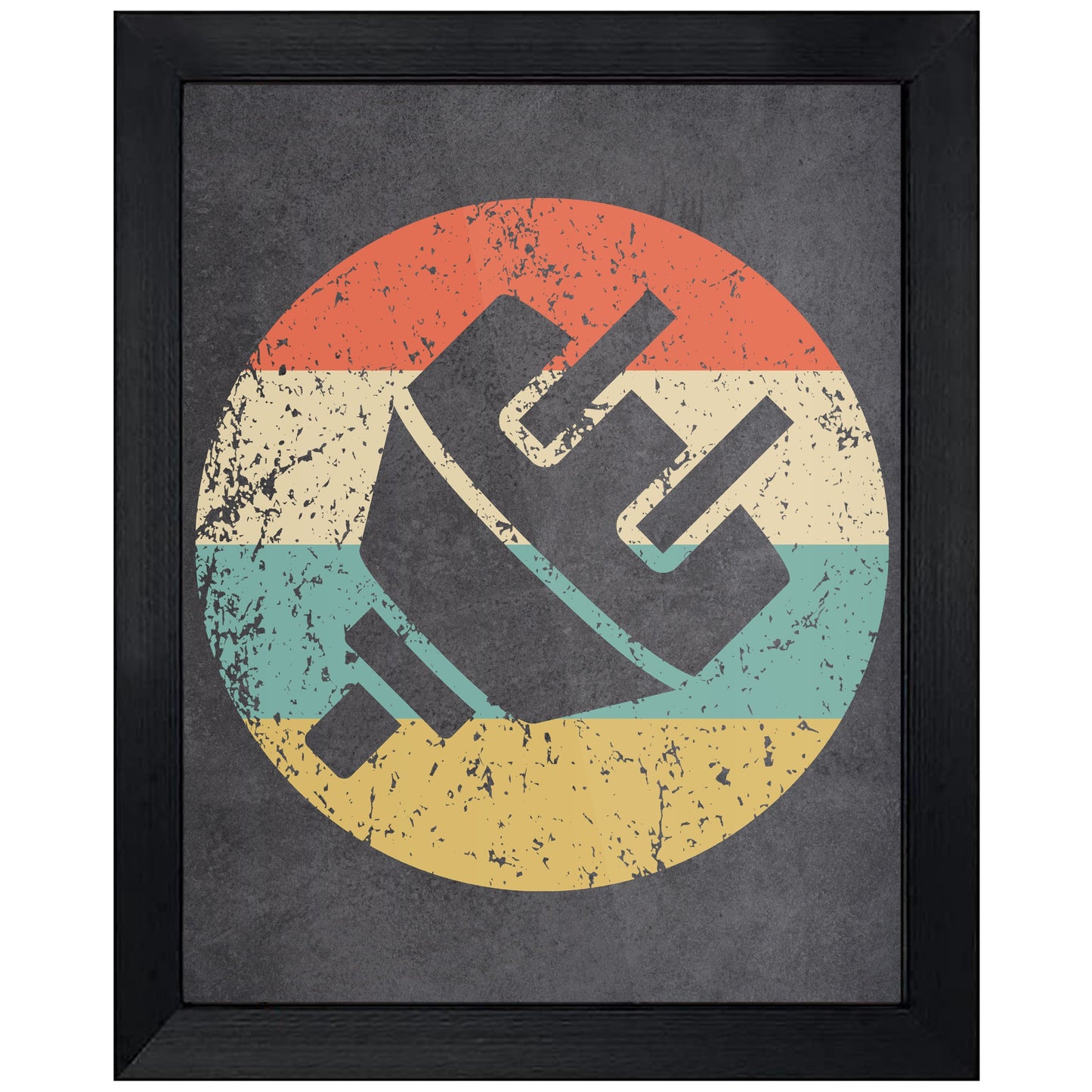 Electric Plug Electrician Icon Retro 8"x10" Wall Art Print