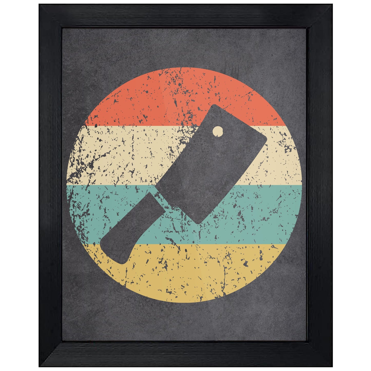 Meat Cleaver Butcher Icon Retro 8"x10" Wall Art Print
