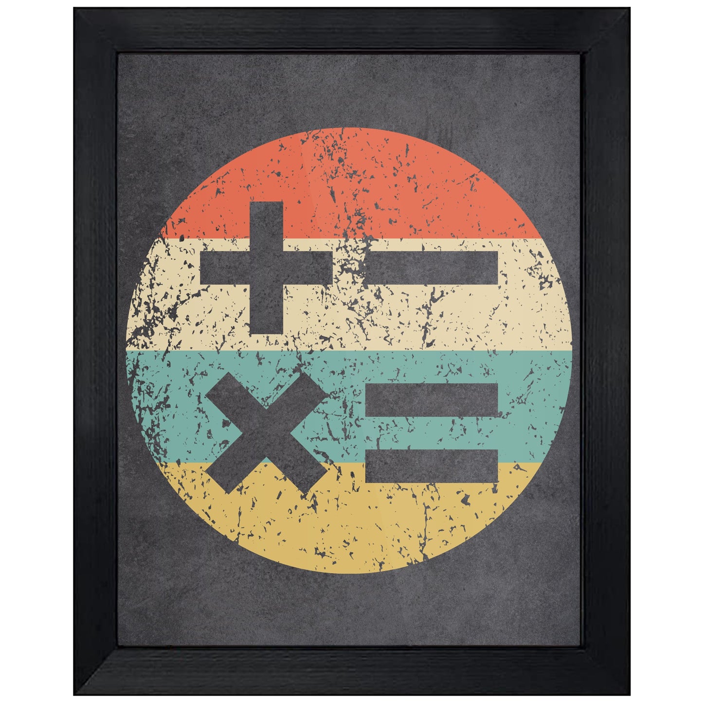 Math Symbols Math Teacher Icon Retro 8"x10" Wall Art Print