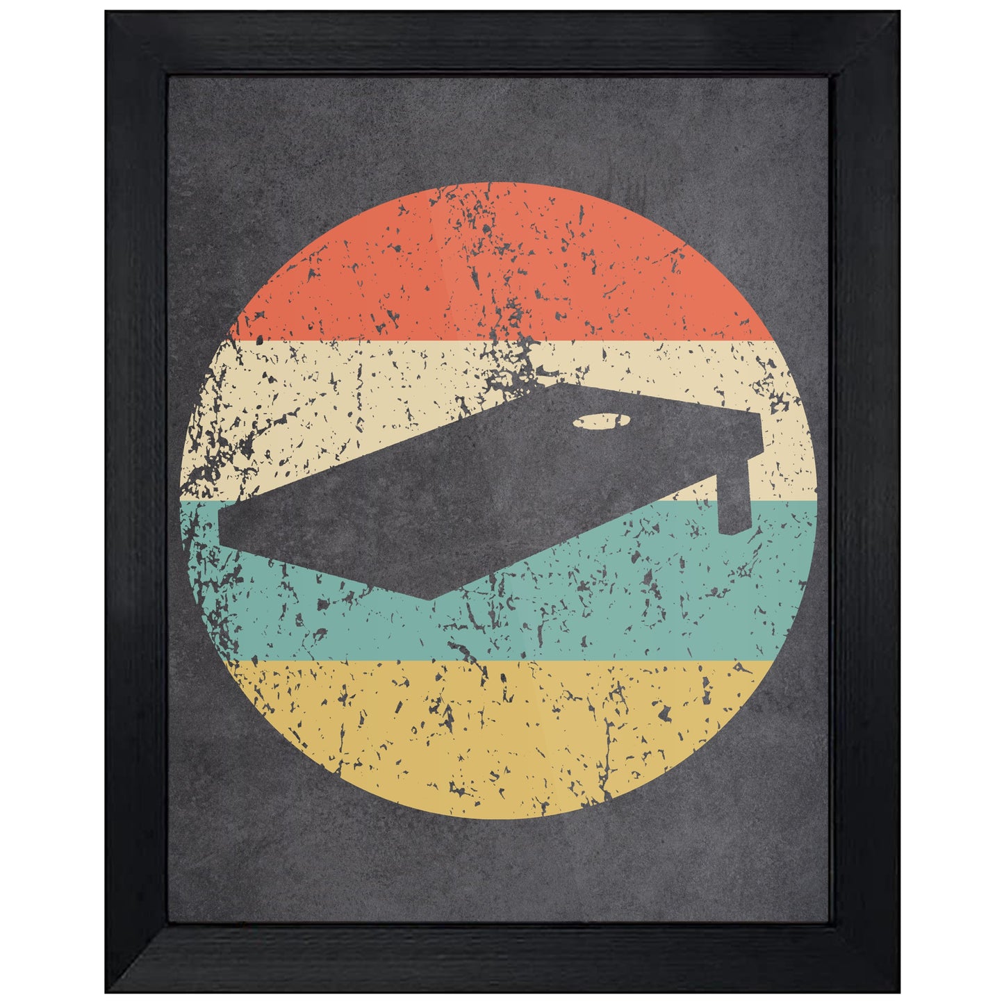 Cornhole Board Icon Retro 8"x10" Wall Art Print
