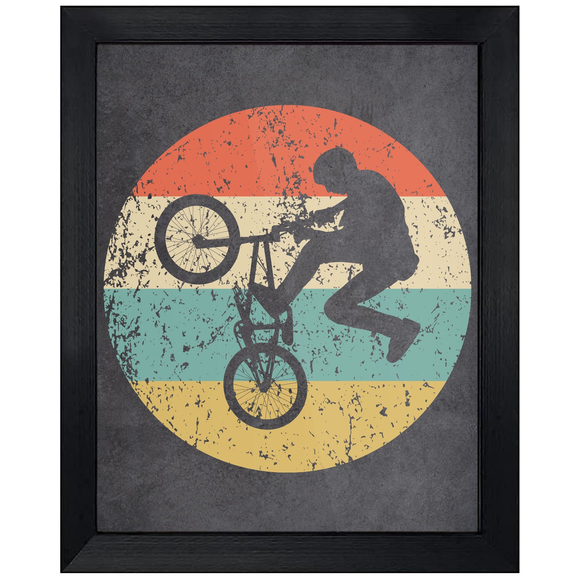 BMX Bike Sports Icon Retro 8"x10" Wall Art Print