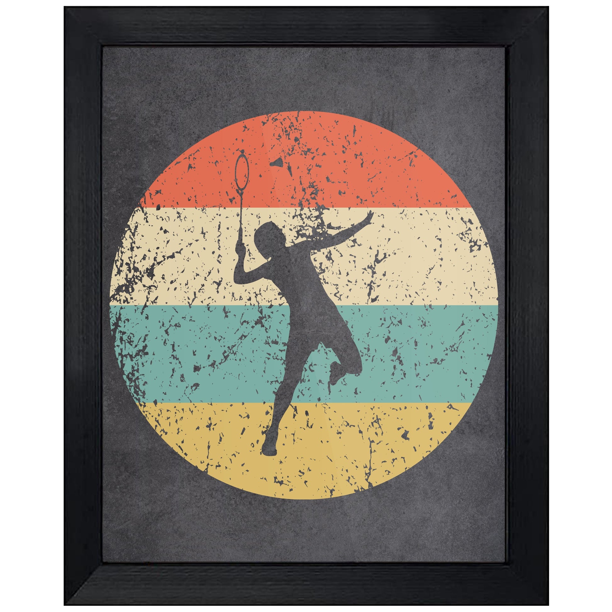 Badminton Player Sports Icon Retro 8"x10" Wall Art Print