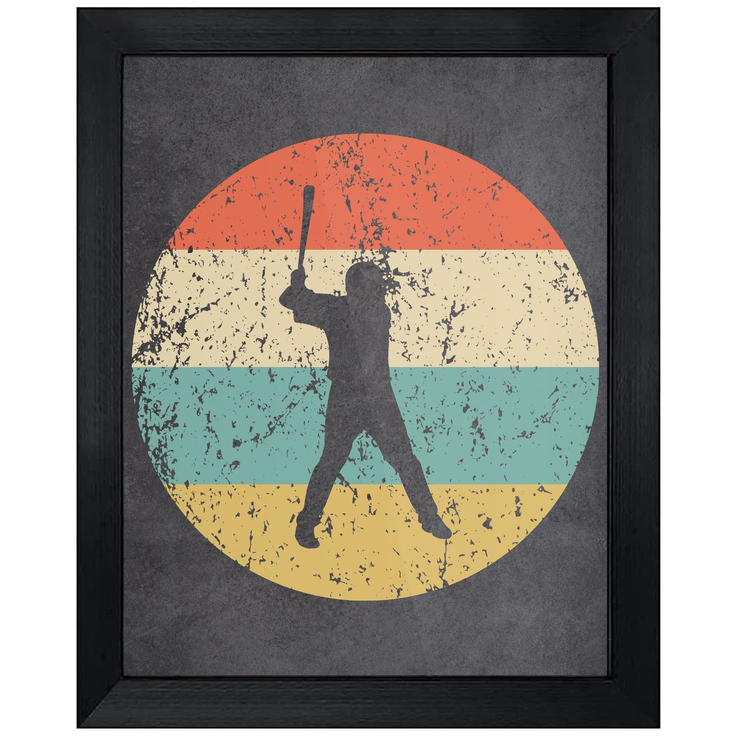 Baseball Player Sports Icon Retro 8"x10" Wall Art Print