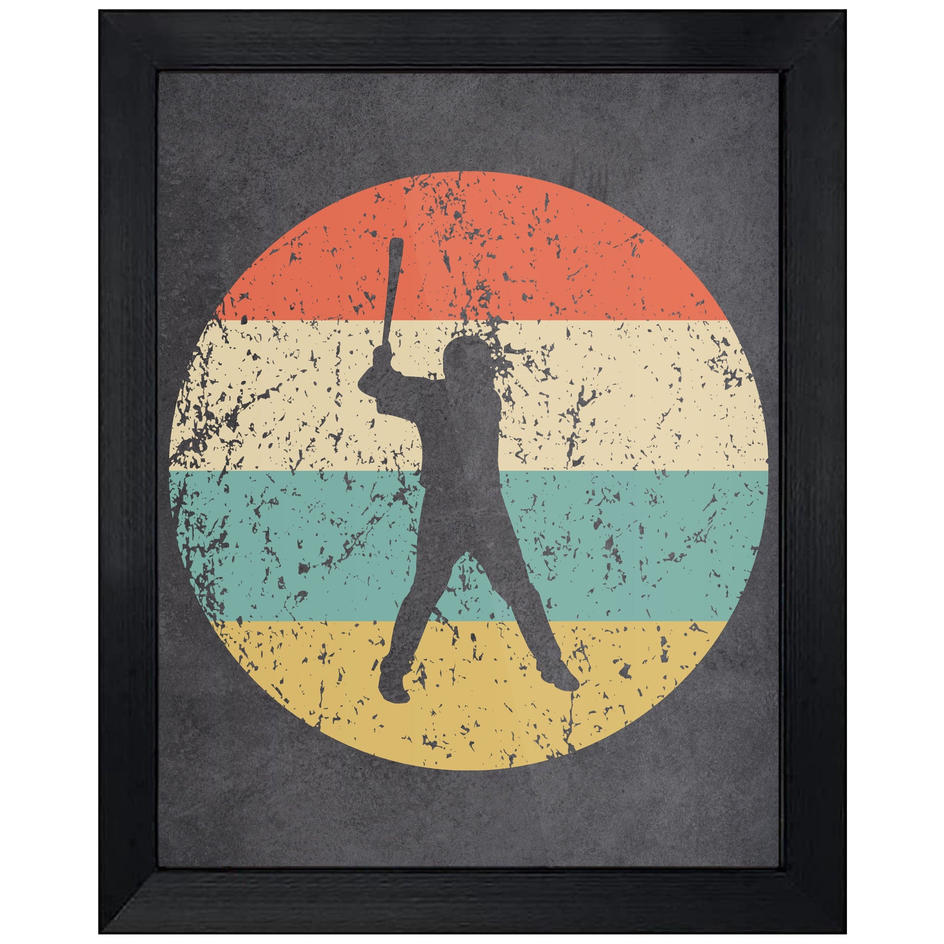 Baseball Player Sports Icon Retro 8"x10" Wall Art Print