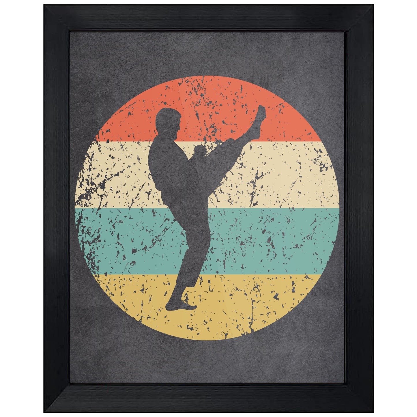 Karate Kick Martial Arts Sports Icon Retro 8"x10" Wall Art Print