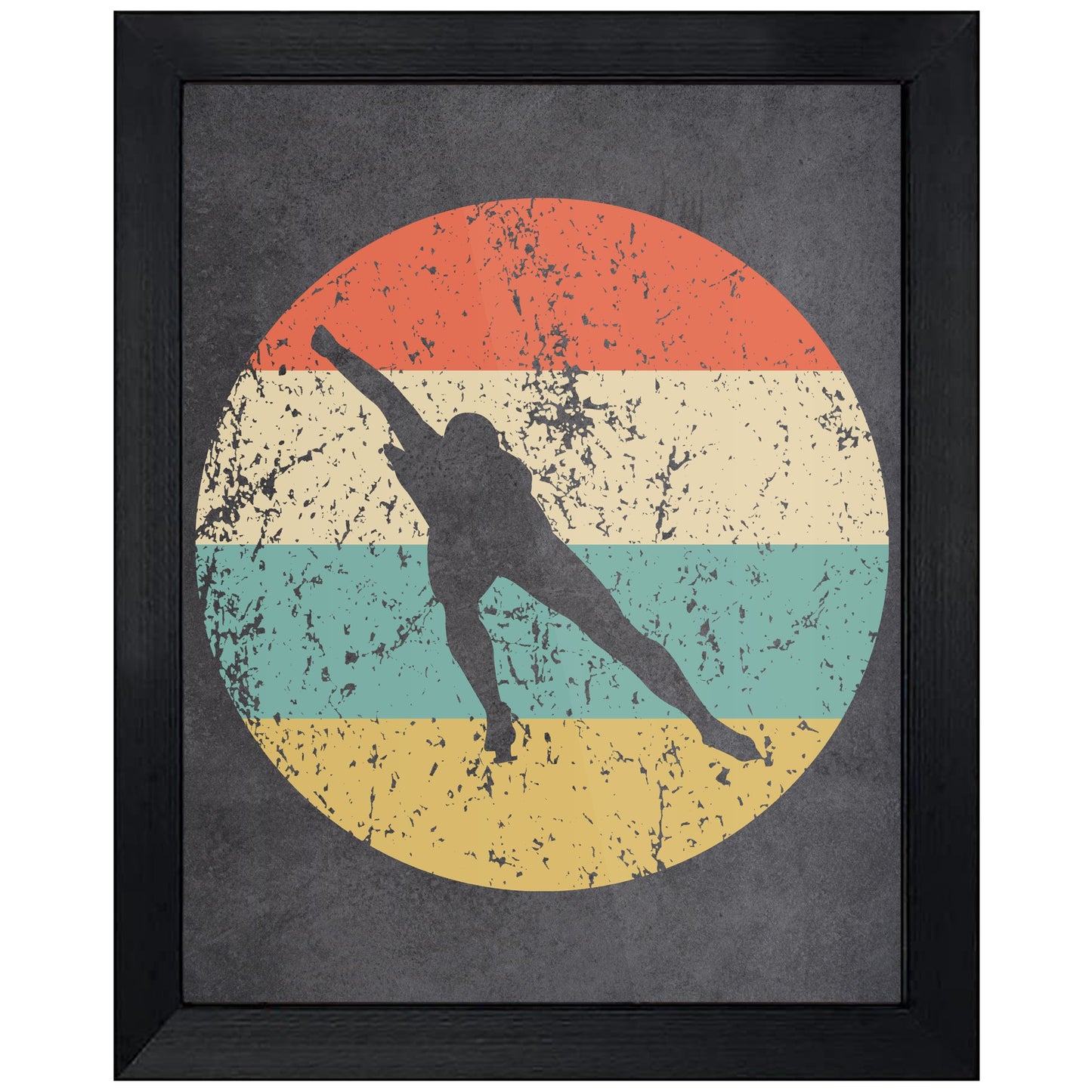 Speed Skater Speed Skating Sports Icon Retro 8"x10" Wall Art Print