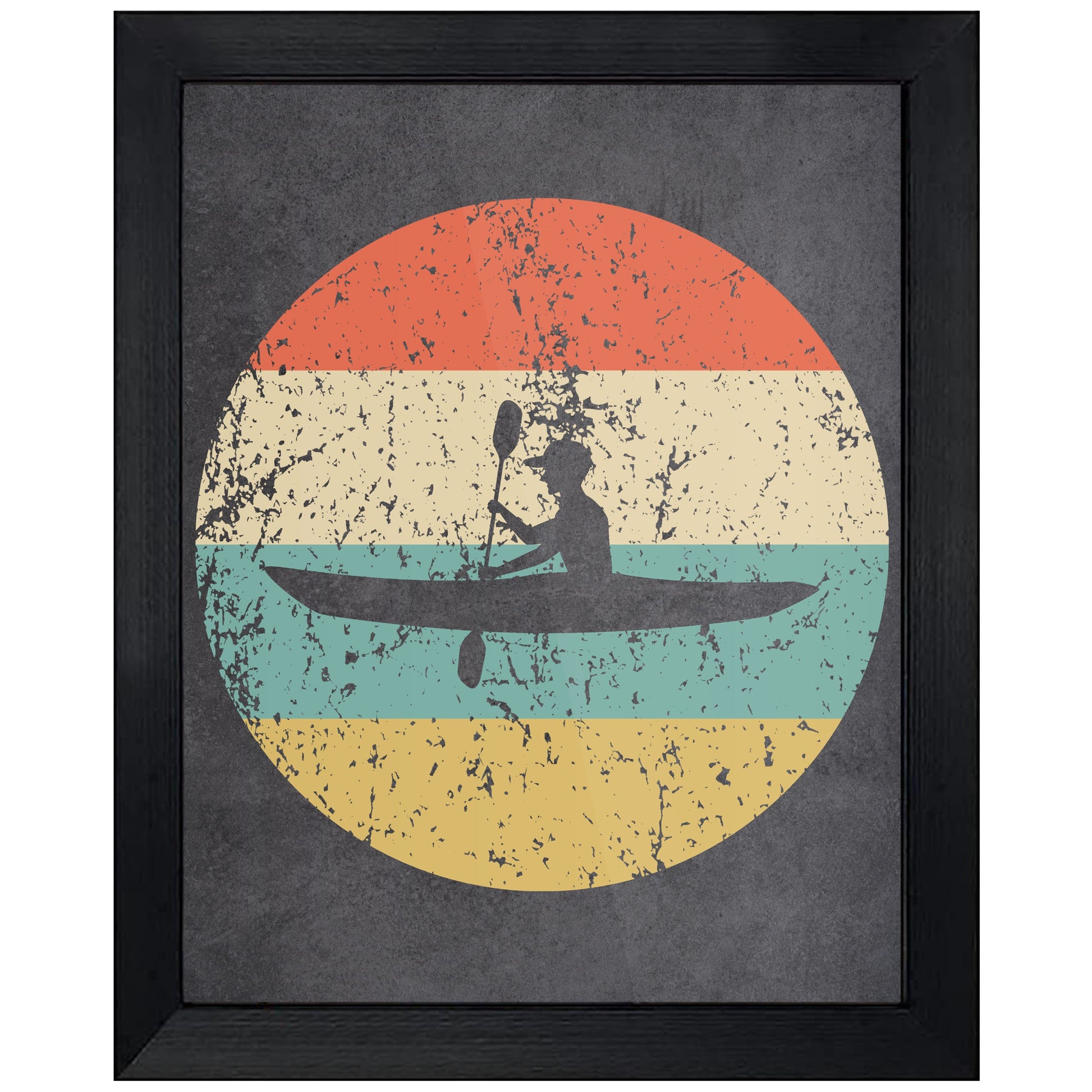 Kayak Kayaking Sports Icon Retro 8"x10" Wall Art Print
