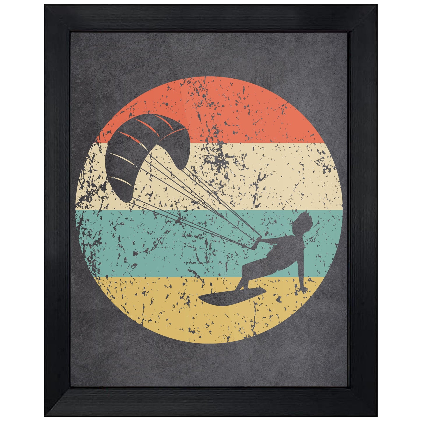 Kite Surfing Sports Icon Retro 8"x10" Wall Art Print