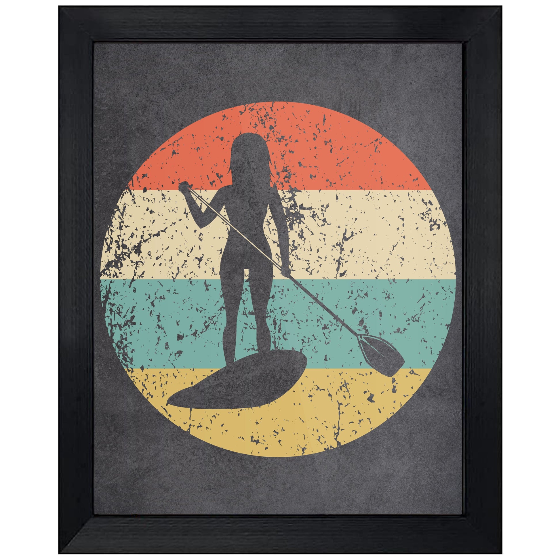 Paddleboarding Sports Icon Retro 8"x10" Wall Art Print