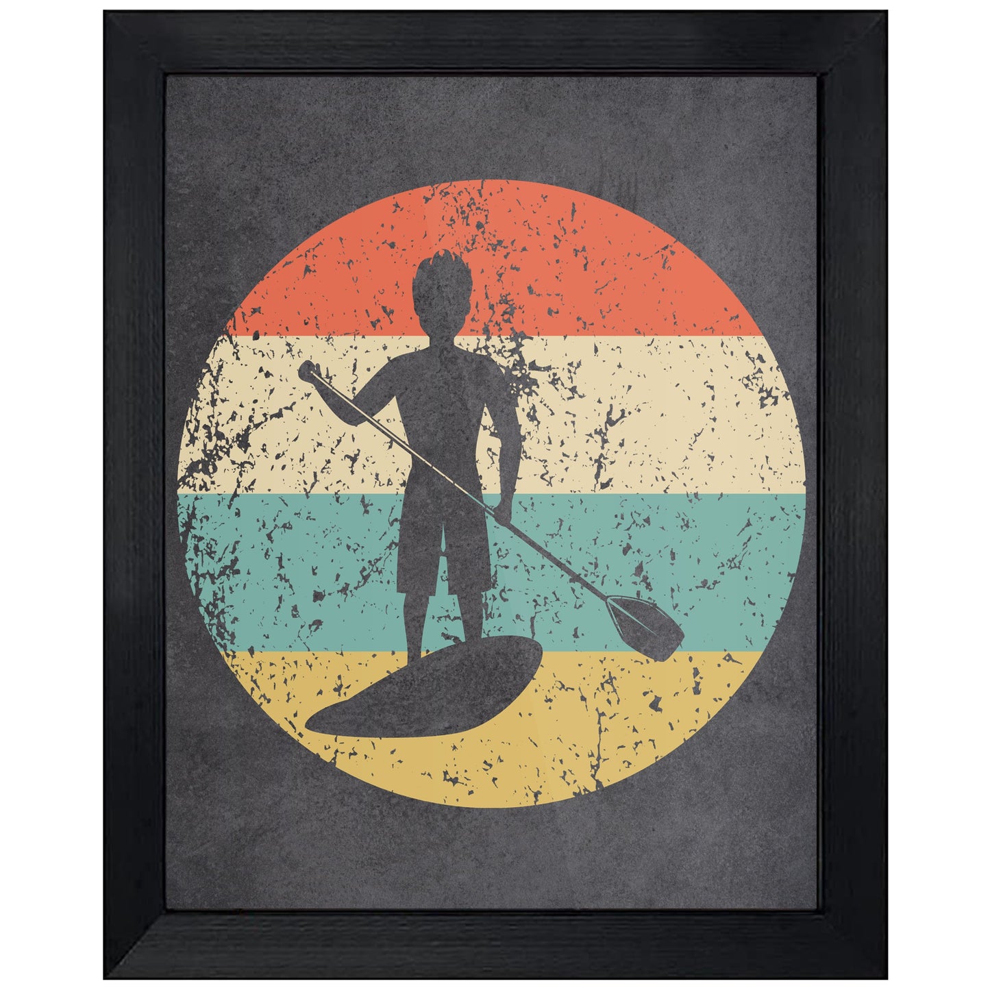Paddleboarding Sports Icon Retro 8"x10" Wall Art Print