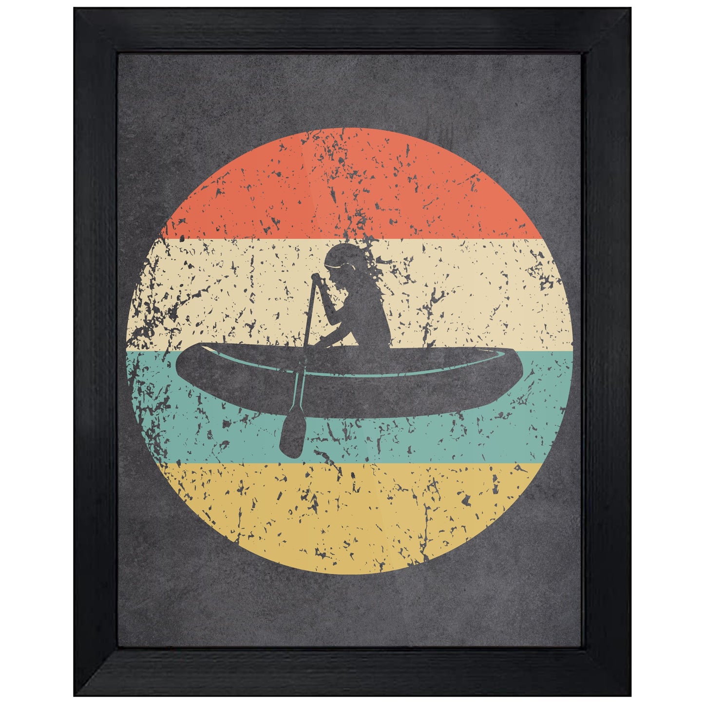 White Water Rafting Icon Retro 8"x10" Wall Art Print