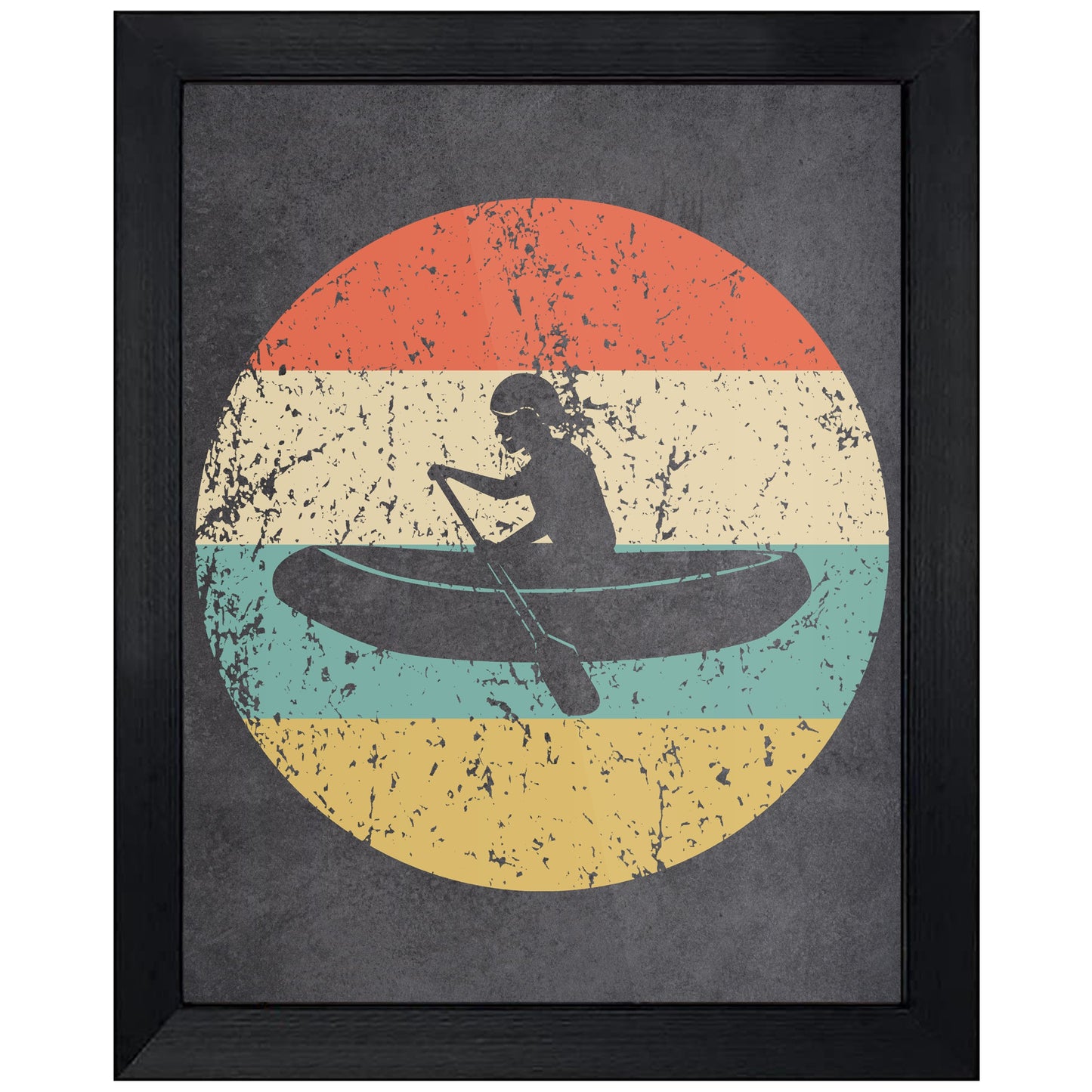 White Water Rafting Icon Retro 8"x10" Wall Art Print