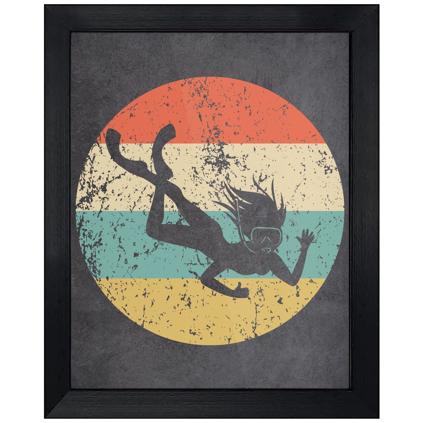 Snorkeling Icon Retro 8"x10" Wall Art Print