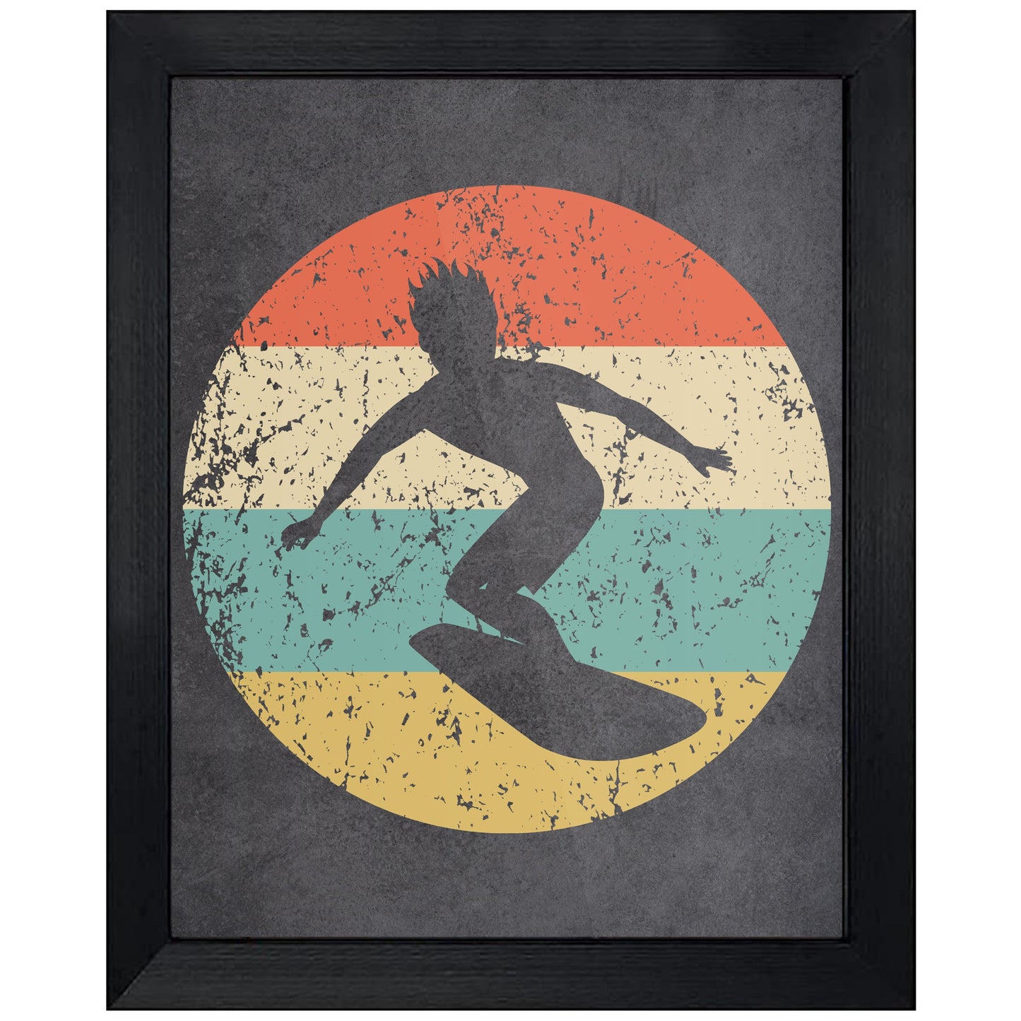 Surfer Surfing Icon Retro 8"x10" Wall Art Print