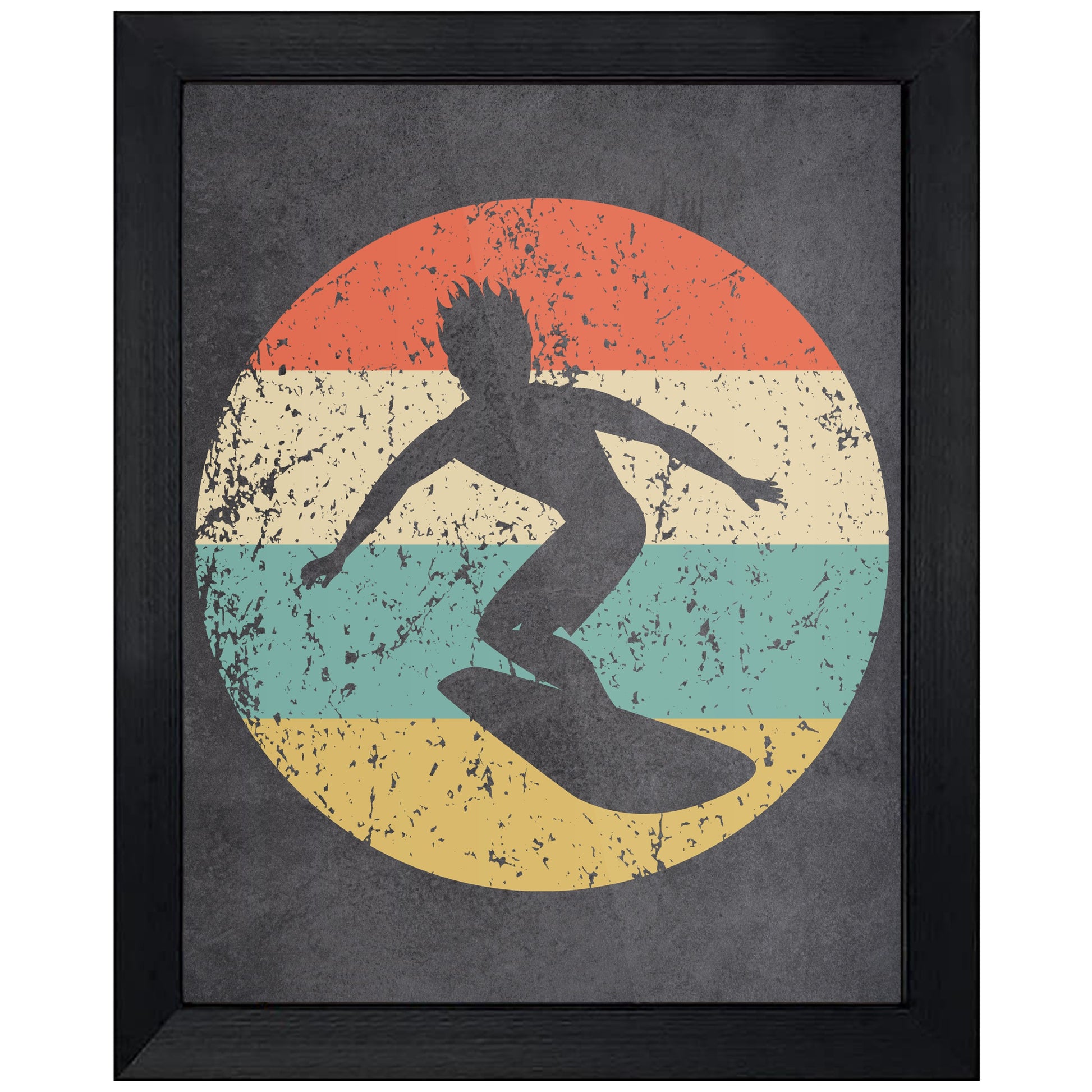 Surfer Surfing Icon Retro 8"x10" Wall Art Print