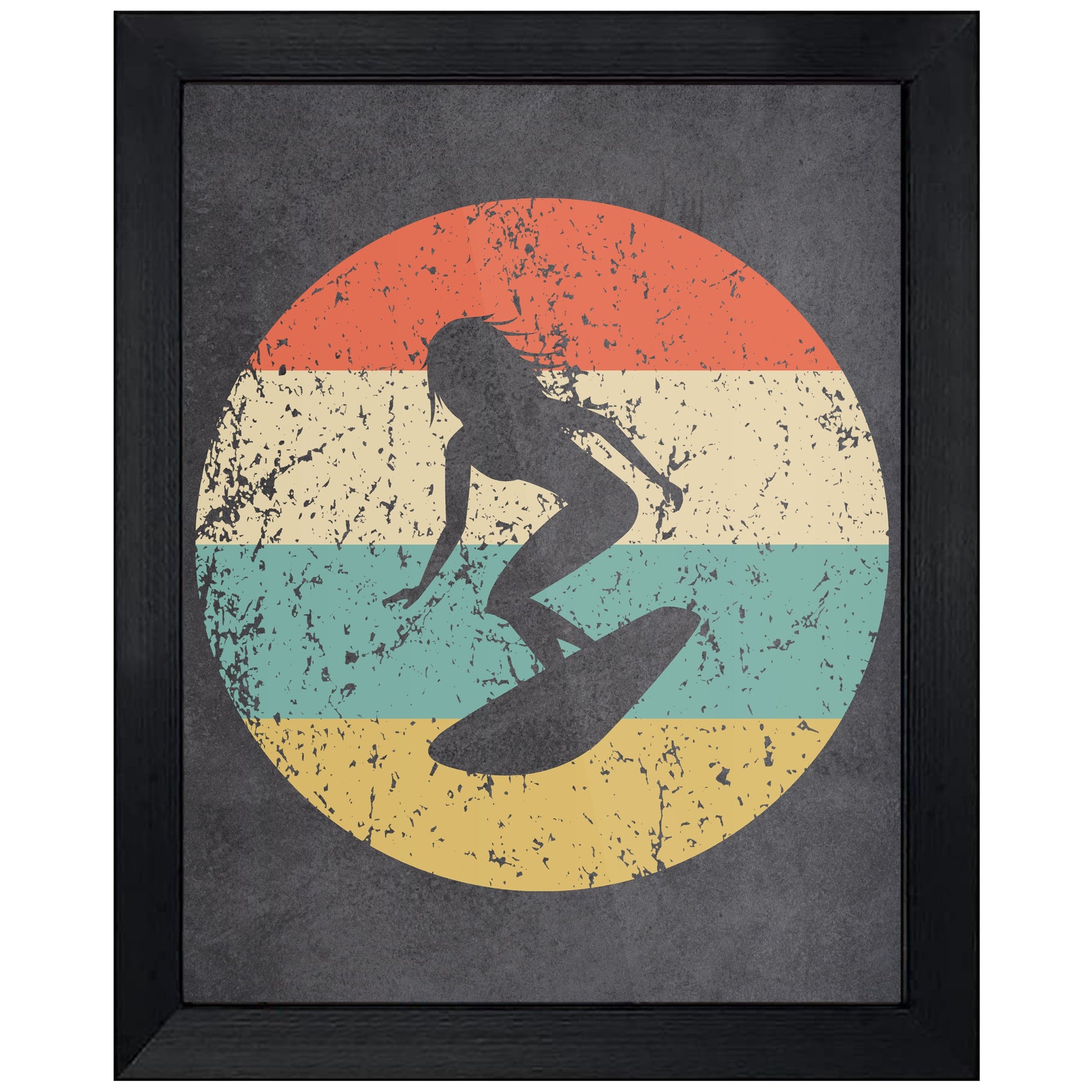 Surfer Surfing Icon Retro 8"x10" Wall Art Print