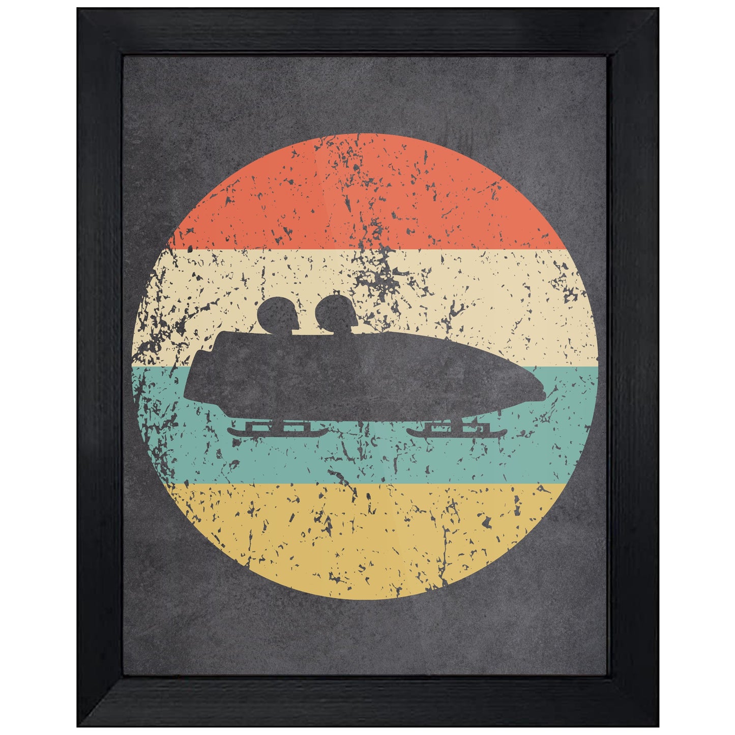 Bobsledding Bobsled Sports Icon Retro 8"x10" Wall Art Print