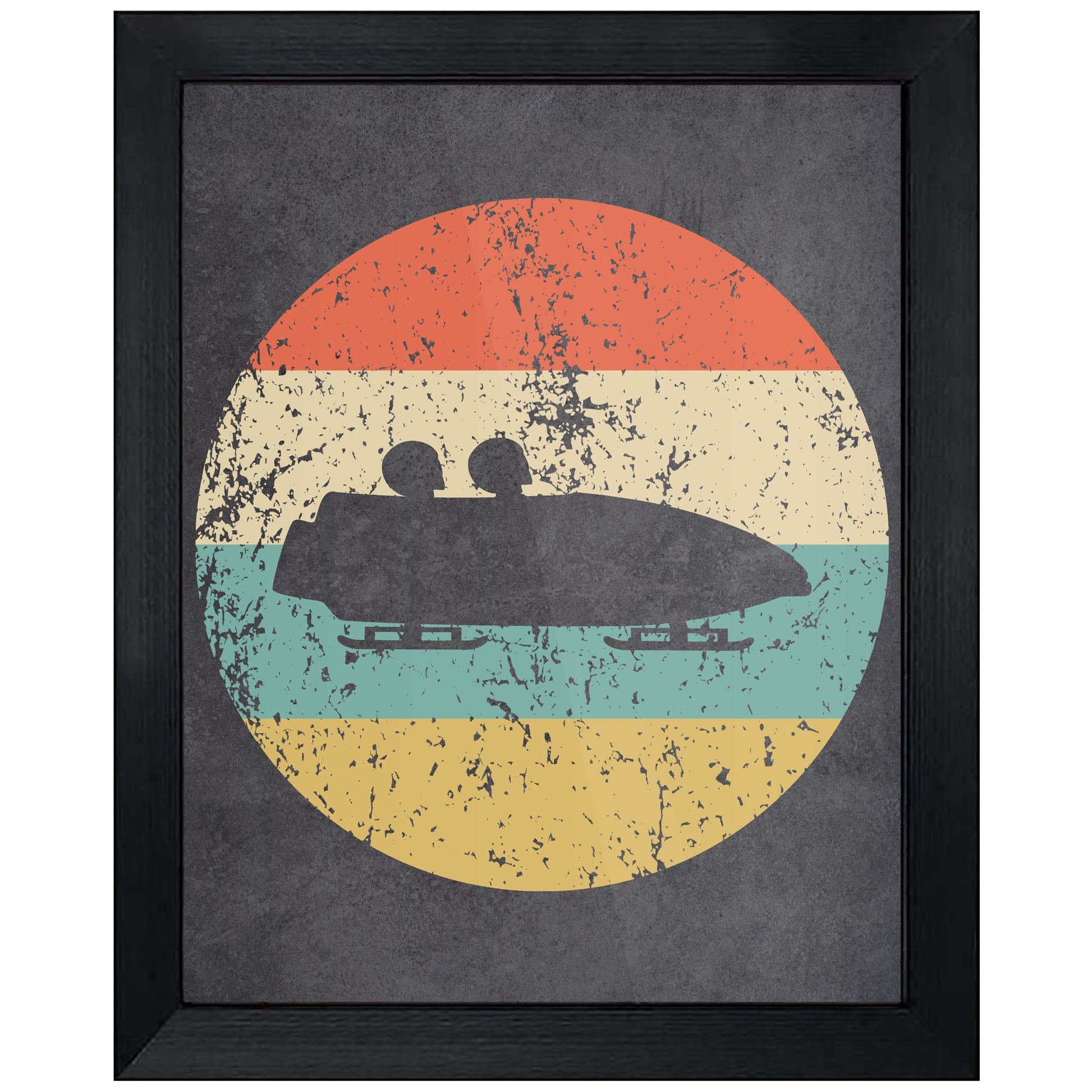 Bobsledding Bobsled Sports Icon Retro 8"x10" Wall Art Print