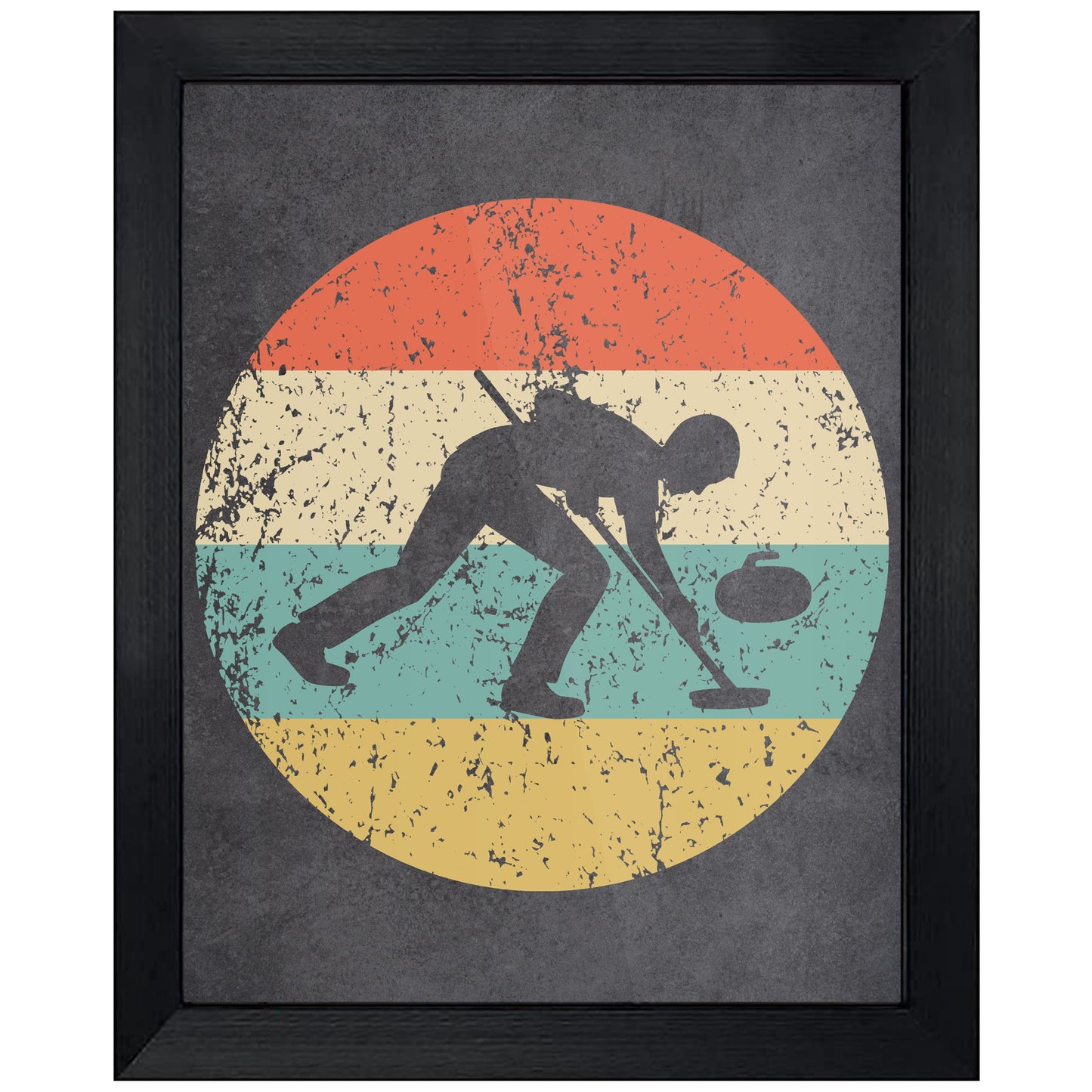 Curler Curling Sports Icon Retro 8"x10" Wall Art Print