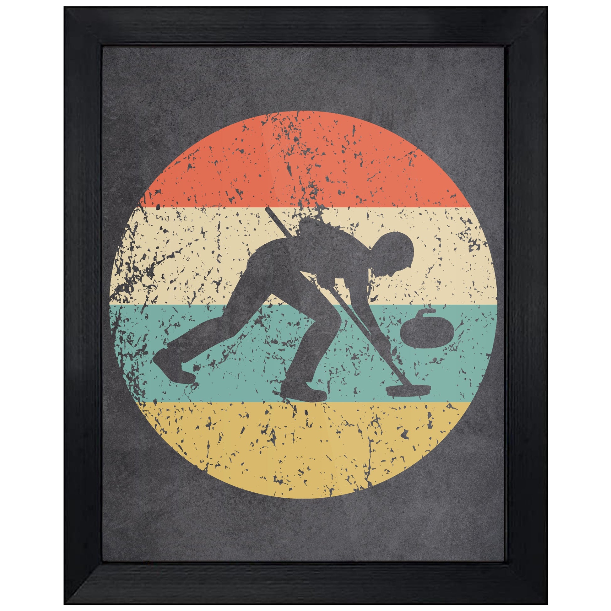 Curler Curling Sports Icon Retro 8"x10" Wall Art Print