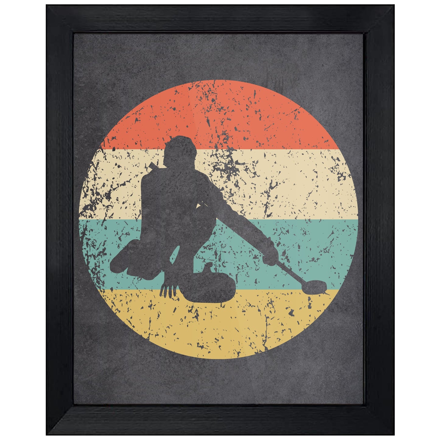 Curler Curling Sports Icon Retro 8"x10" Wall Art Print
