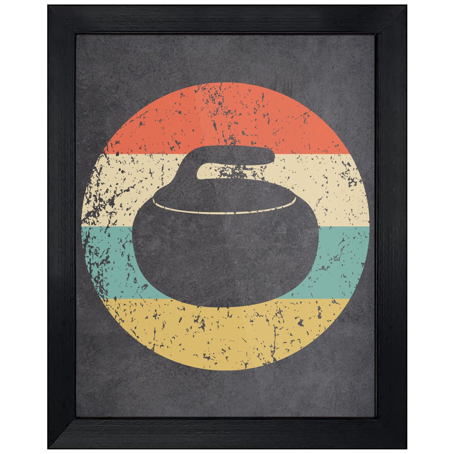 Curling Stone Sports Icon Retro 8"x10" Wall Art Print