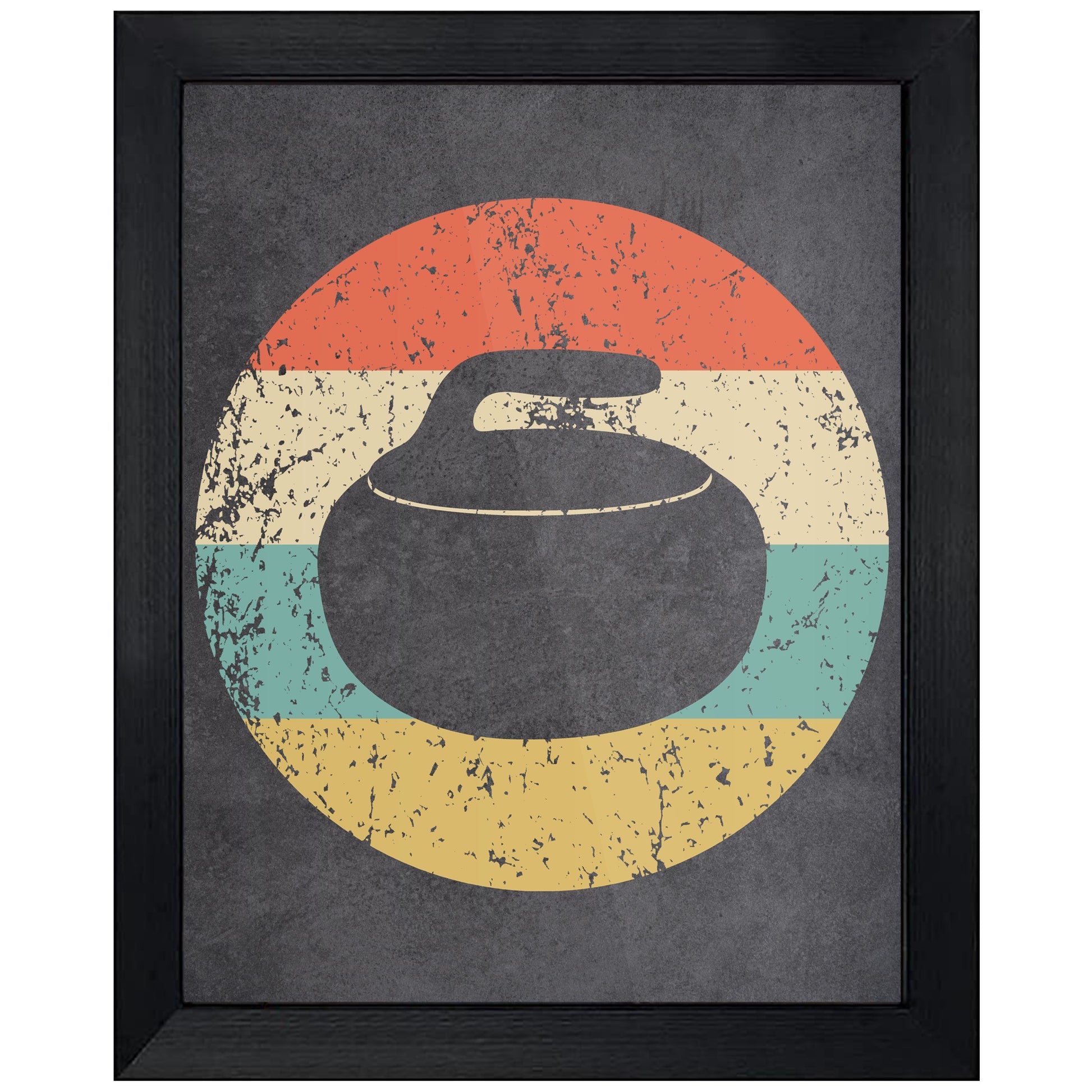 Curling Stone Sports Icon Retro 8"x10" Wall Art Print