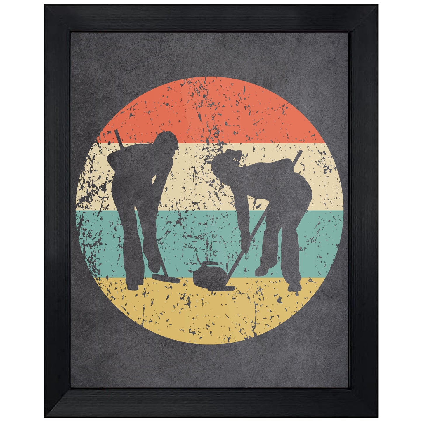 Curlers Curling Sports Icon Retro 8"x10" Wall Art Print
