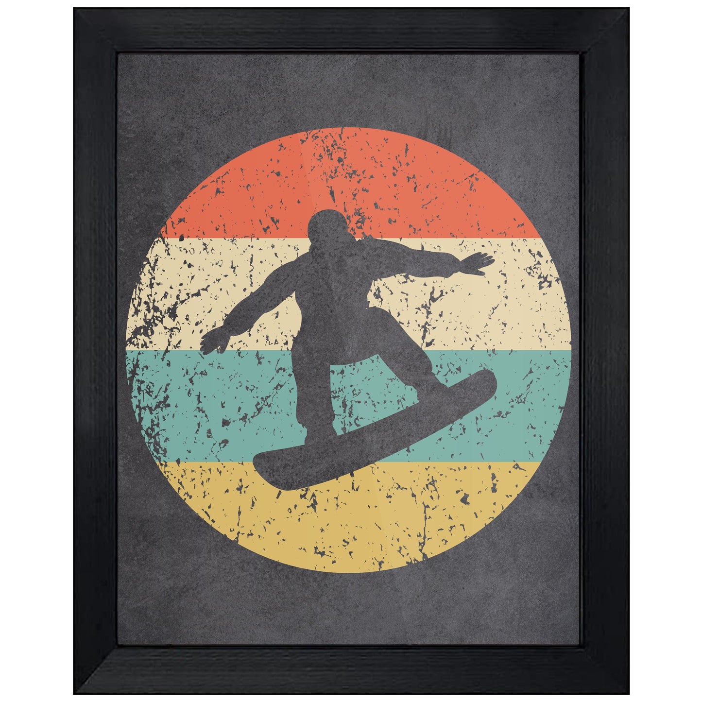 Snowboarding Sports Icon Retro 8"x10" Wall Art Print