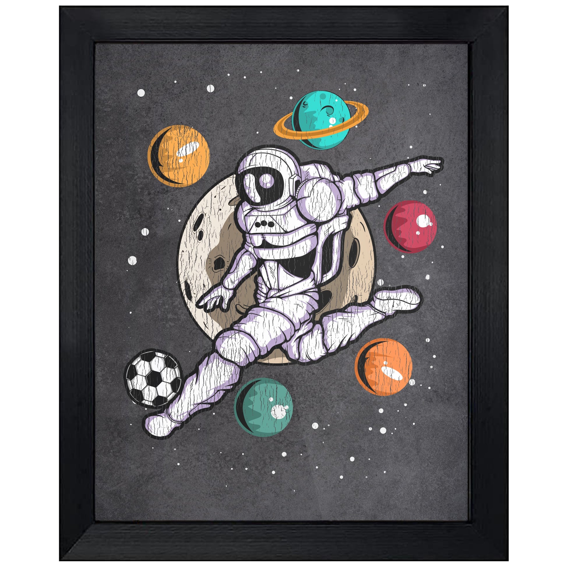Soccer Astronaut Outer Space Spaceman Distressed 8"x10" Wall Art Print