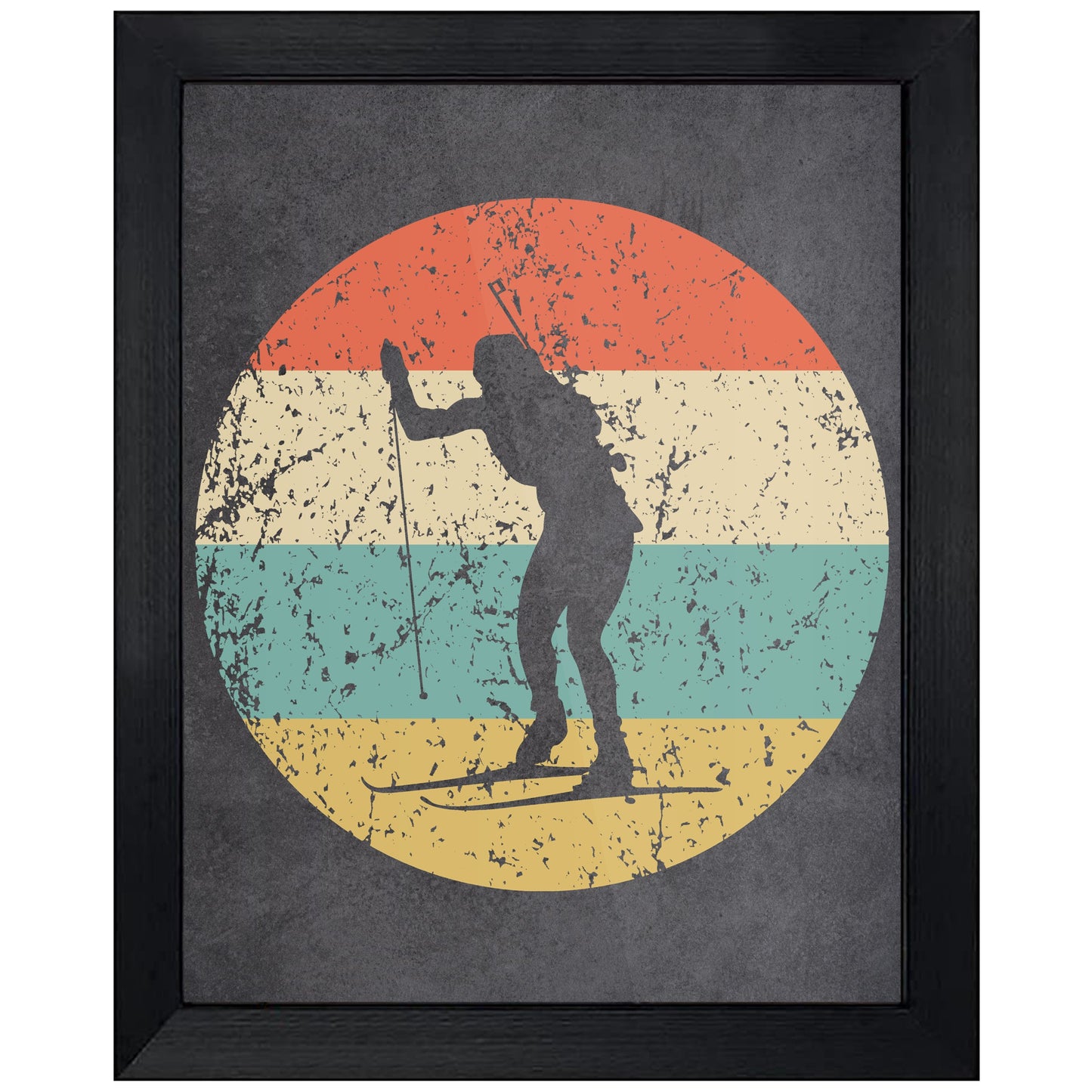 Biathlon Biathlete Icon Retro 8"x10" Wall Art Print