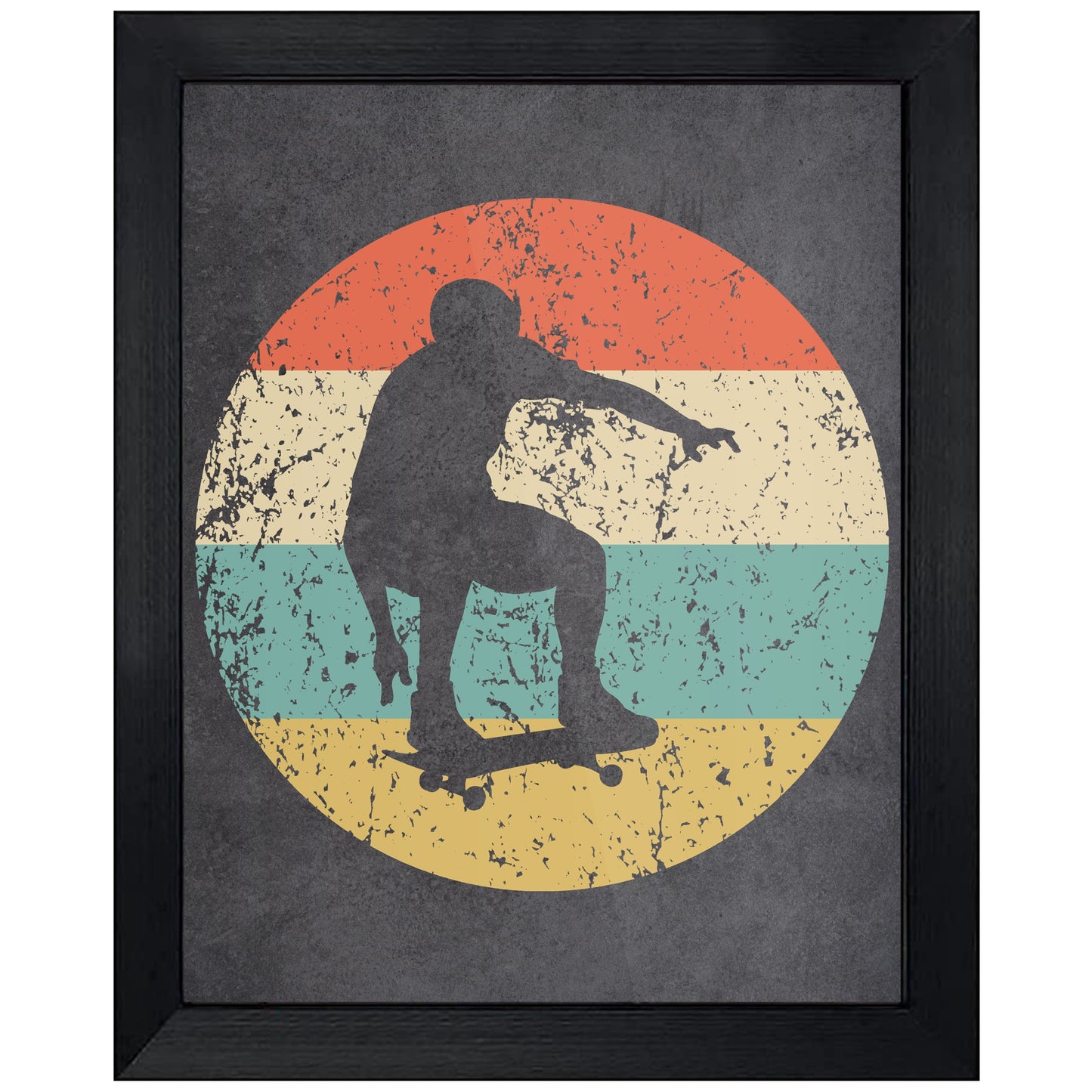 Skateboarding Skateboard Icon Retro 8"x10" Wall Art Print
