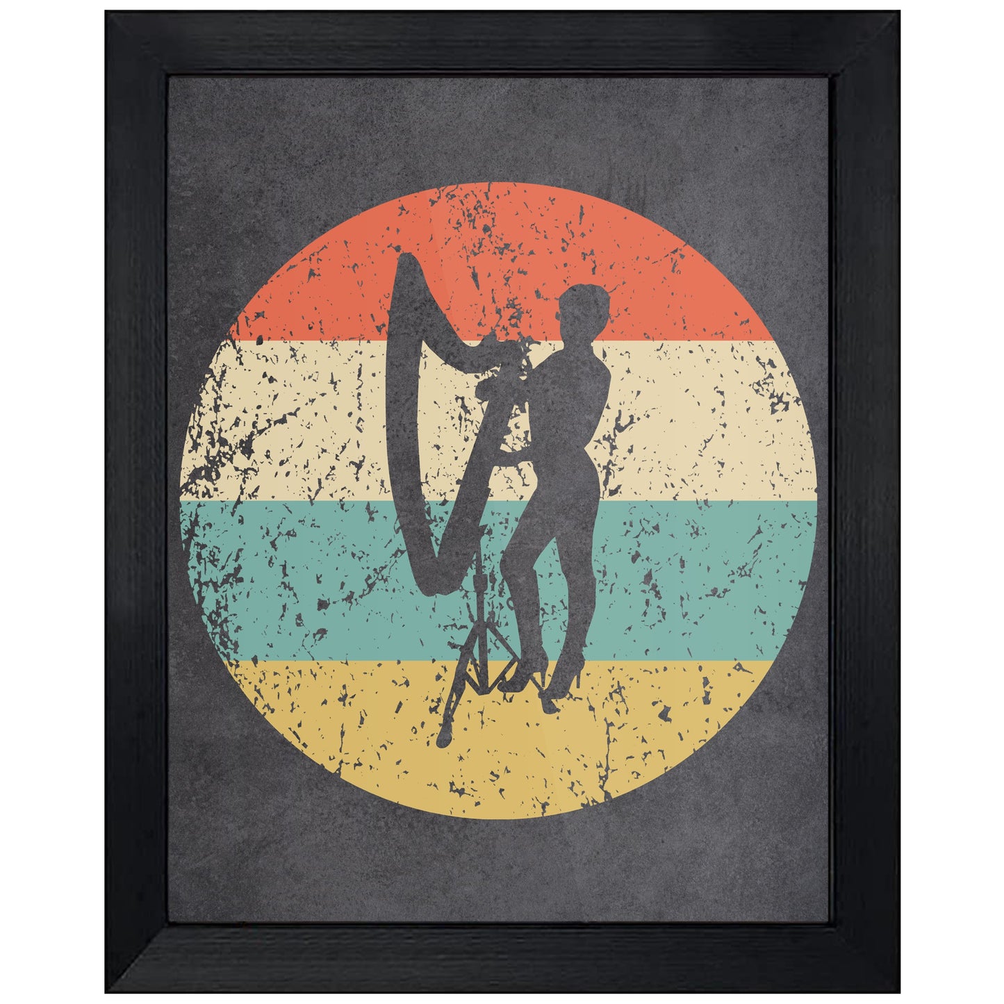 Harp Music Icon Retro 8"x10" Wall Art Print