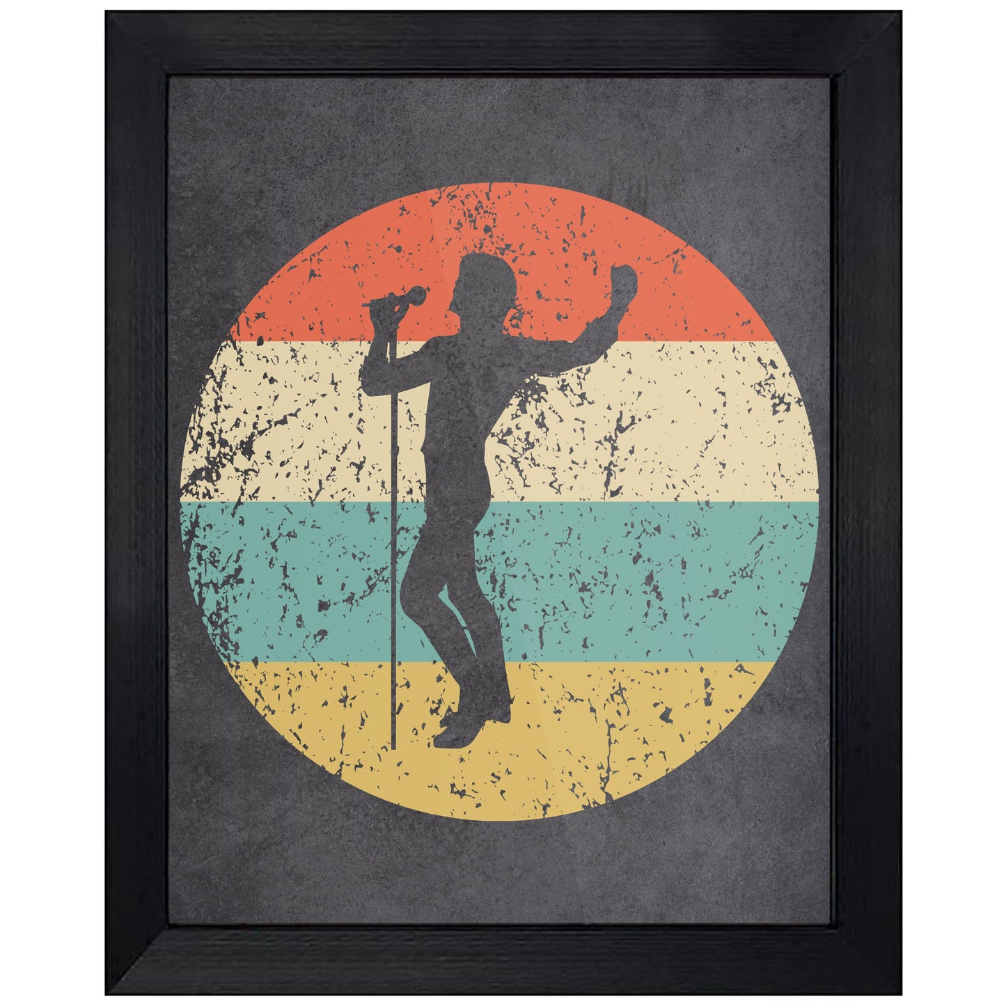Singing Karaoke Music Icon Retro 8"x10" Wall Art Print