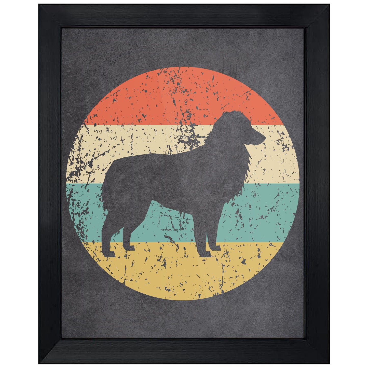 Australian Shepherd Aussie Dog Icon Retro 8"x10" Wall Art Print