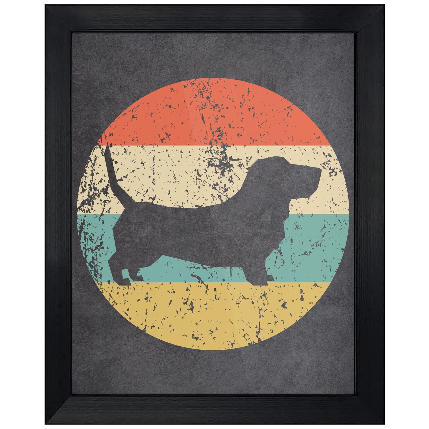 Basset Hound Dog Icon Retro 8"x10" Wall Art Print