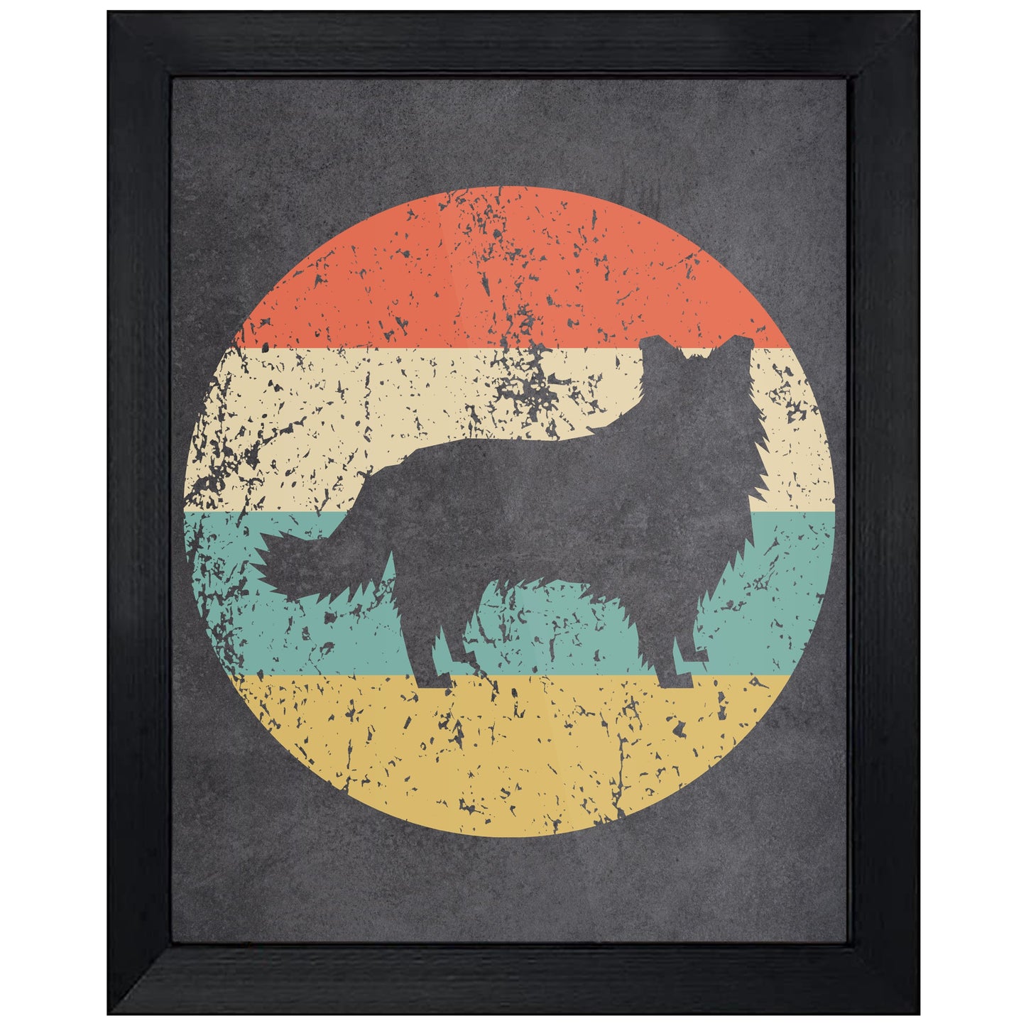 Border Collie Dog Icon Retro 8"x10" Wall Art Print