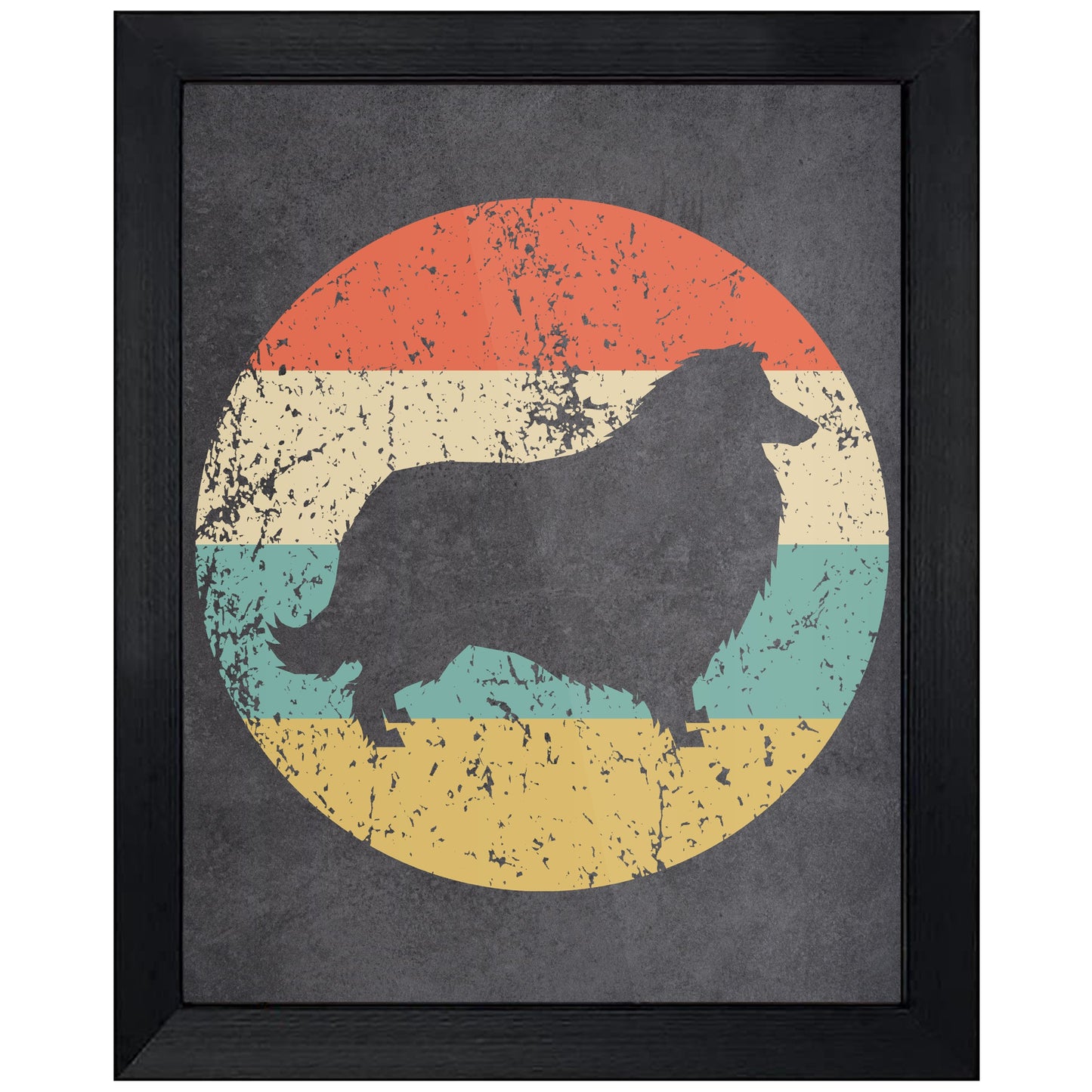 Collie Dog Icon Retro 8"x10" Wall Art Print