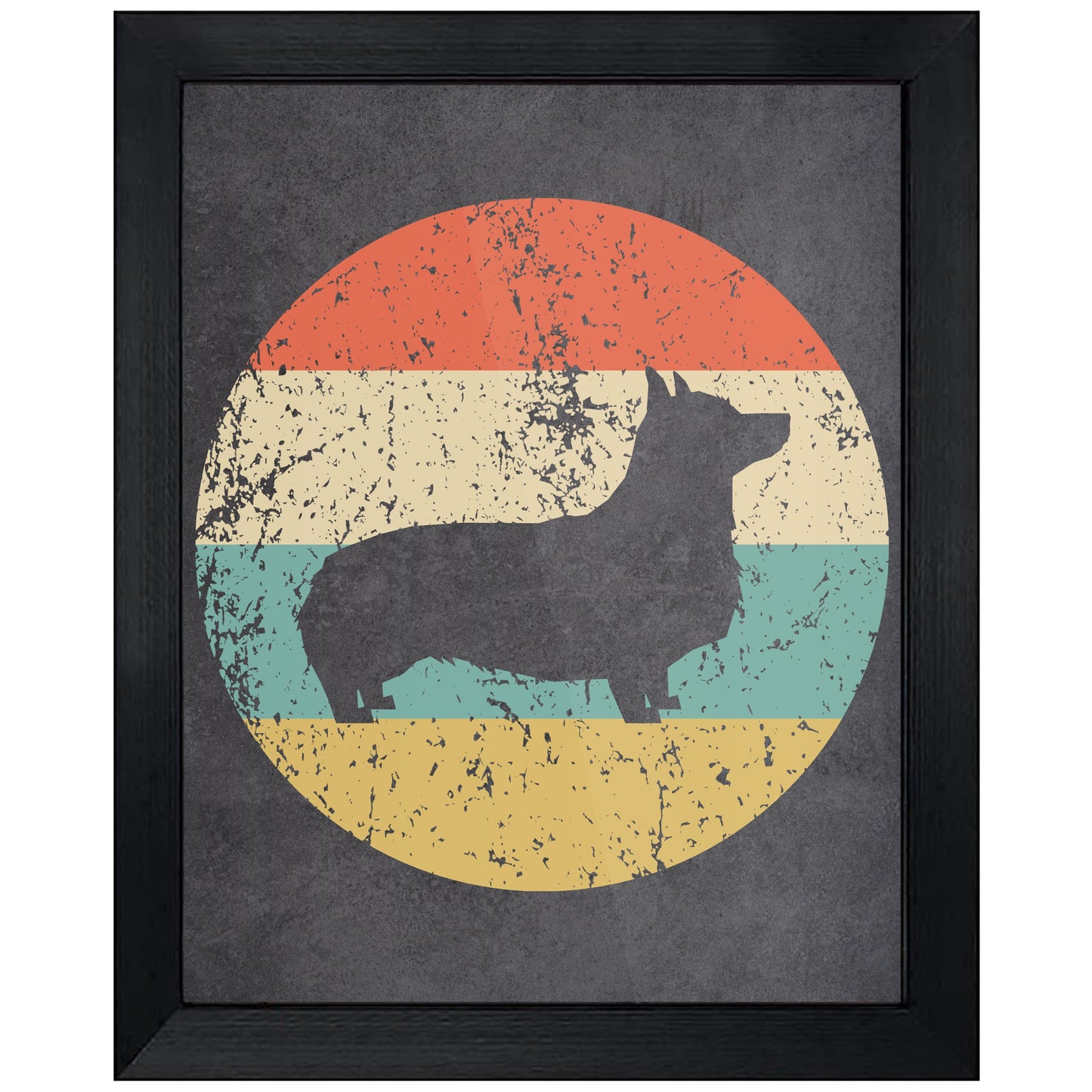 Pembroke Welsh Corgi Dog Icon Retro 8"x10" Wall Art Print