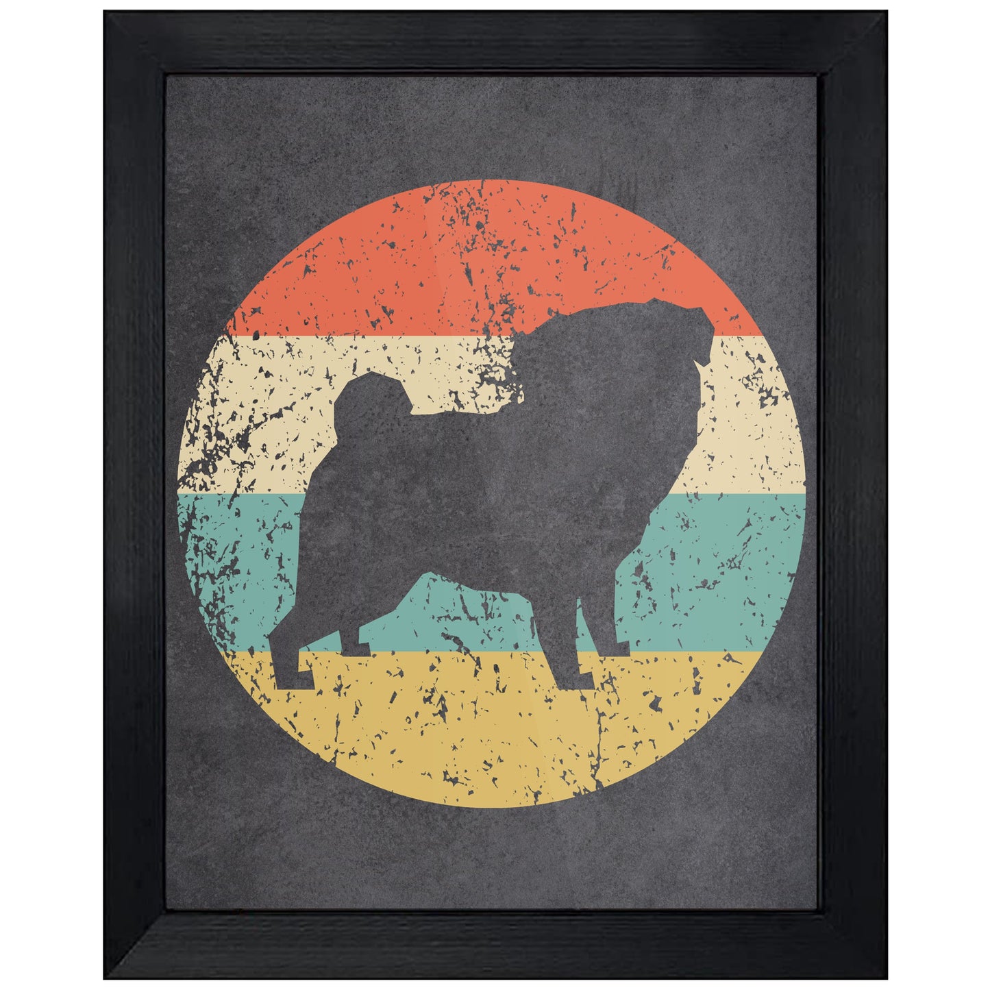 Pug Dog Icon Retro 8"x10" Wall Art Print
