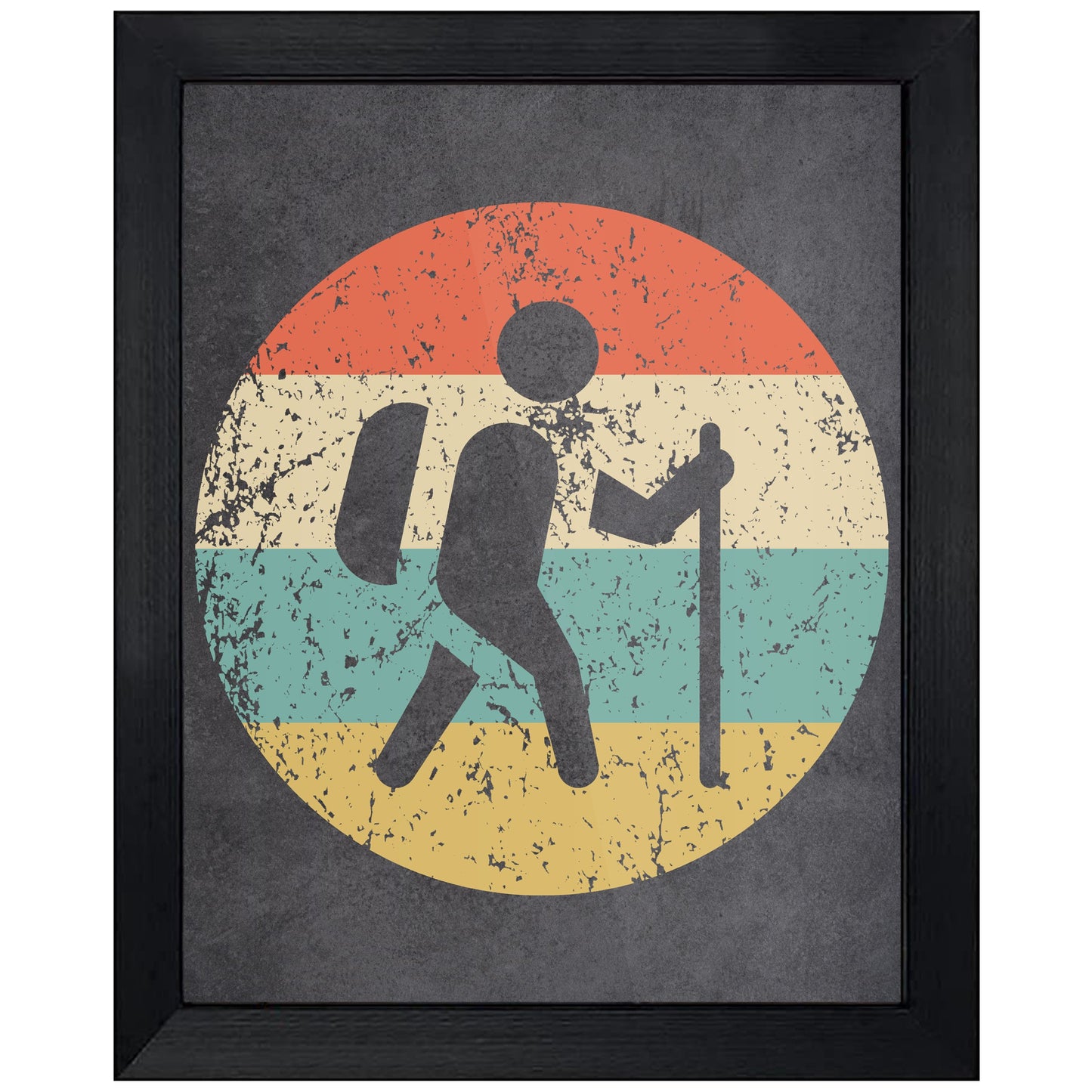 Hiking Hiker Icon Retro 8"x10" Wall Art Print