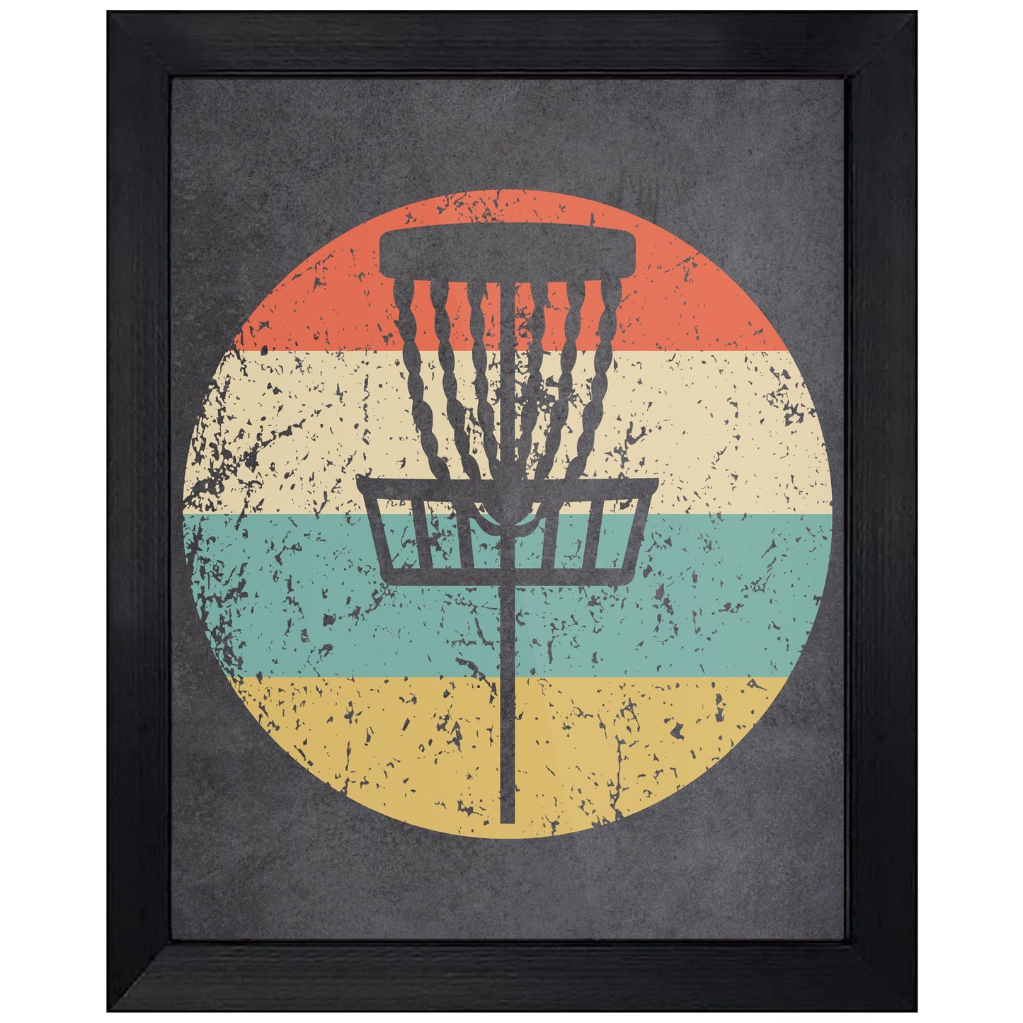 Disc Golf Basket Sports Icon Retro 8"x10" Wall Art Print