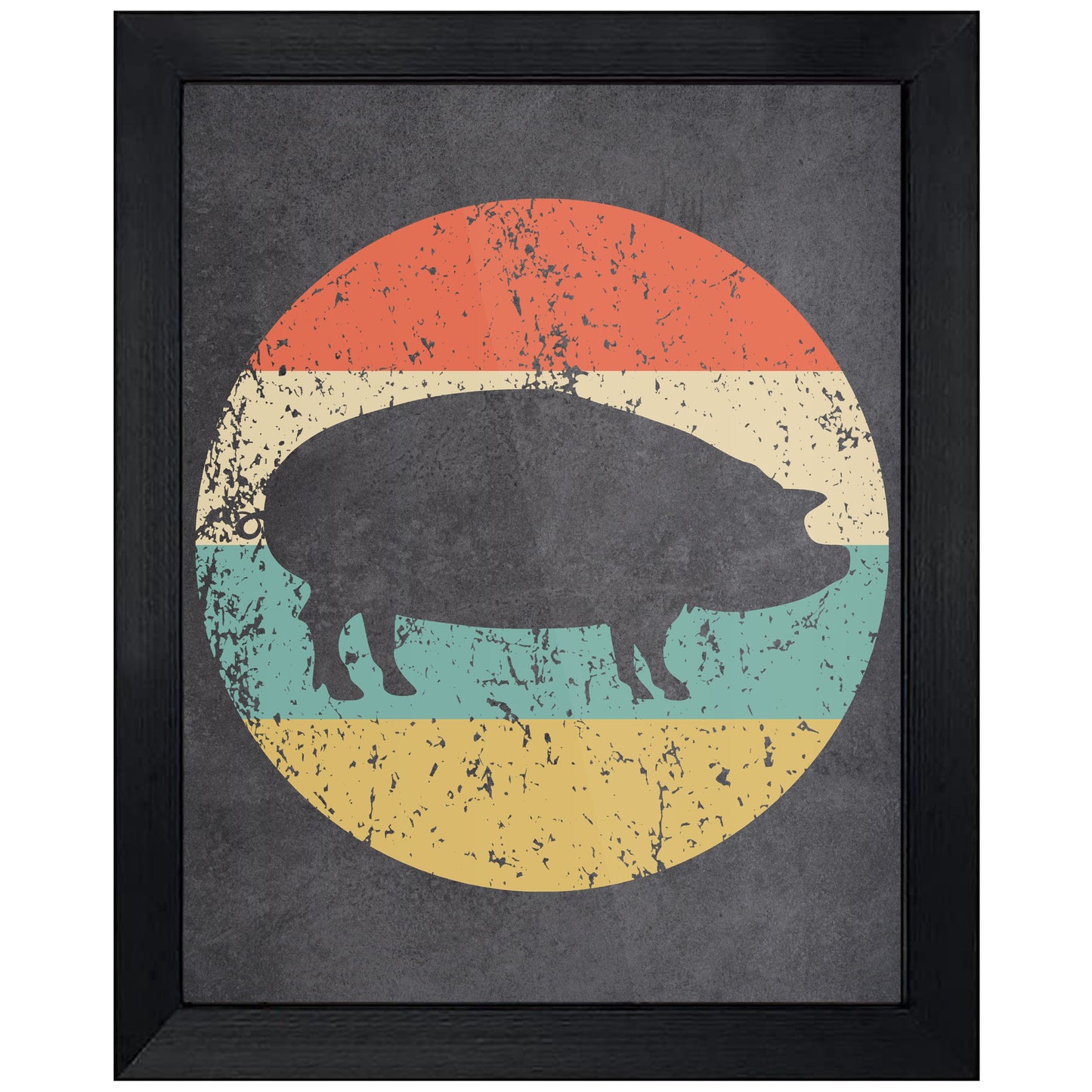Pig Roast Icon Retro 8"x10" Wall Art Print