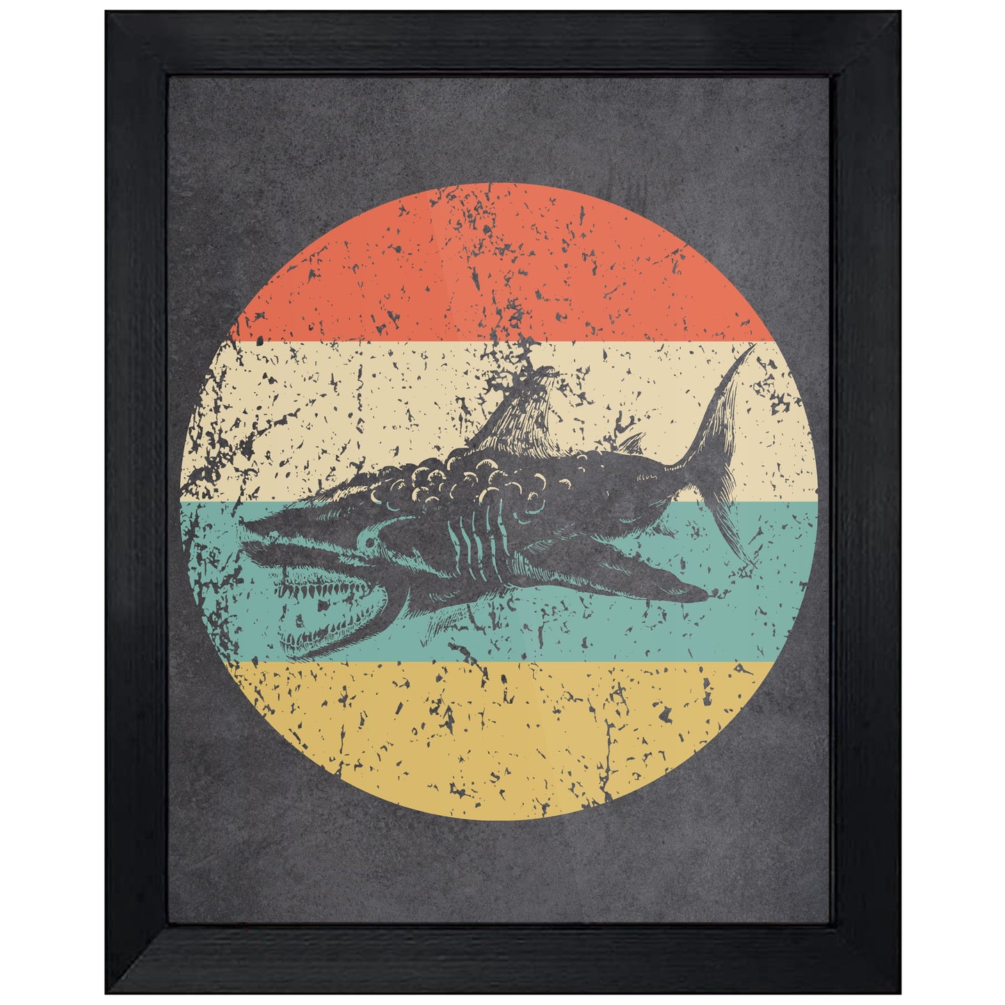 Great White Shark Megalodon Icon Retro 8"x10" Wall Art Print