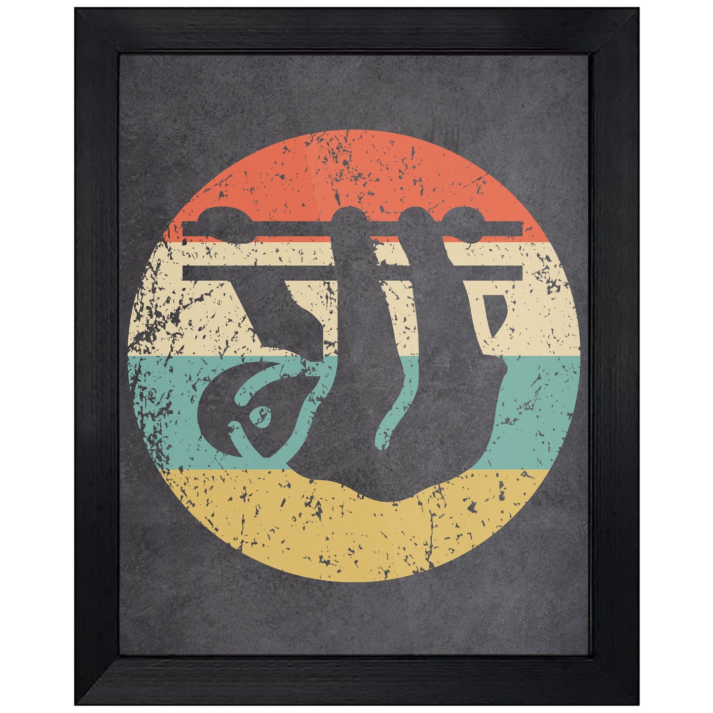 Sloth Animal Icon Retro 8"x10" Wall Art Print