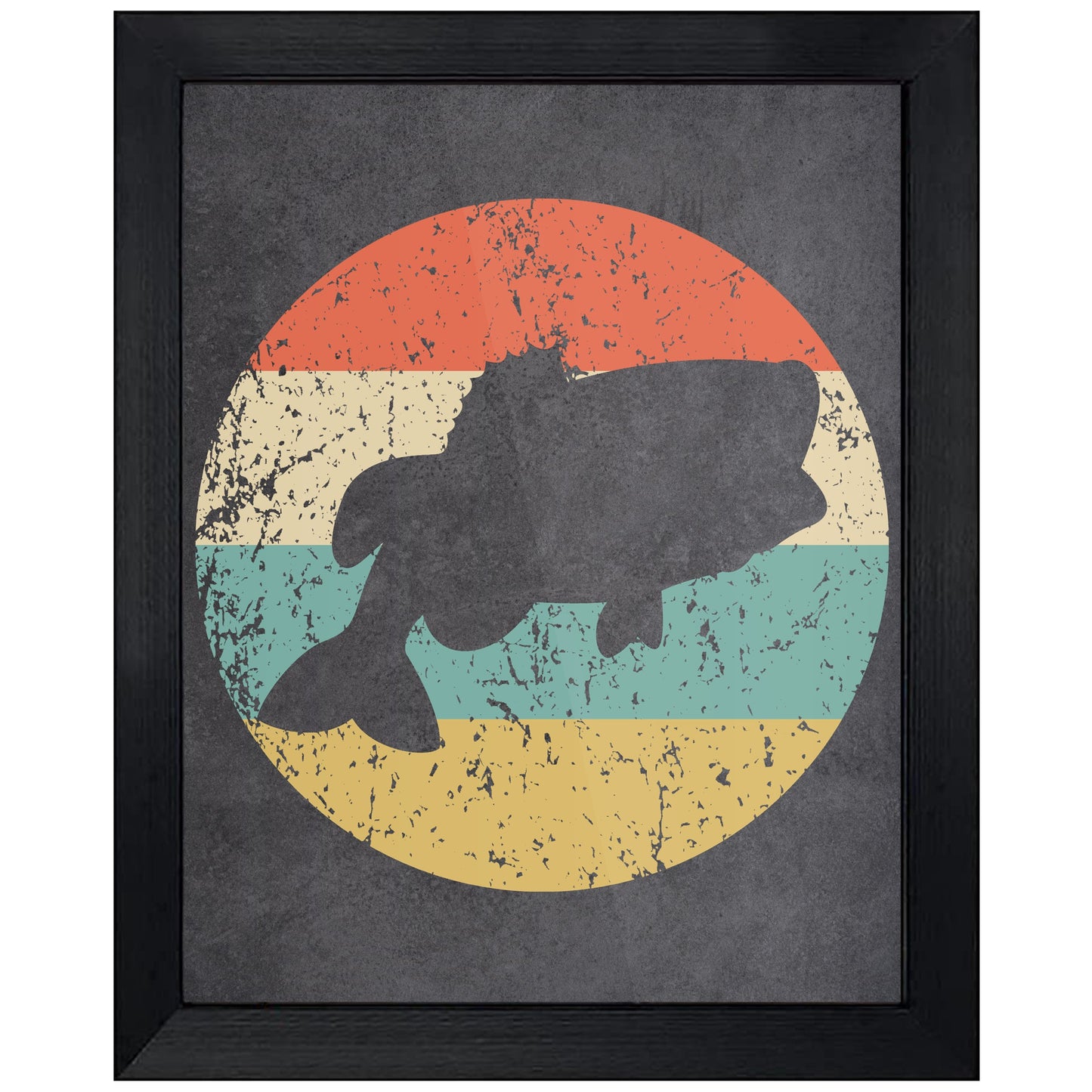 Bass Fishing Fish Icon Retro 8"x10" Wall Art Print